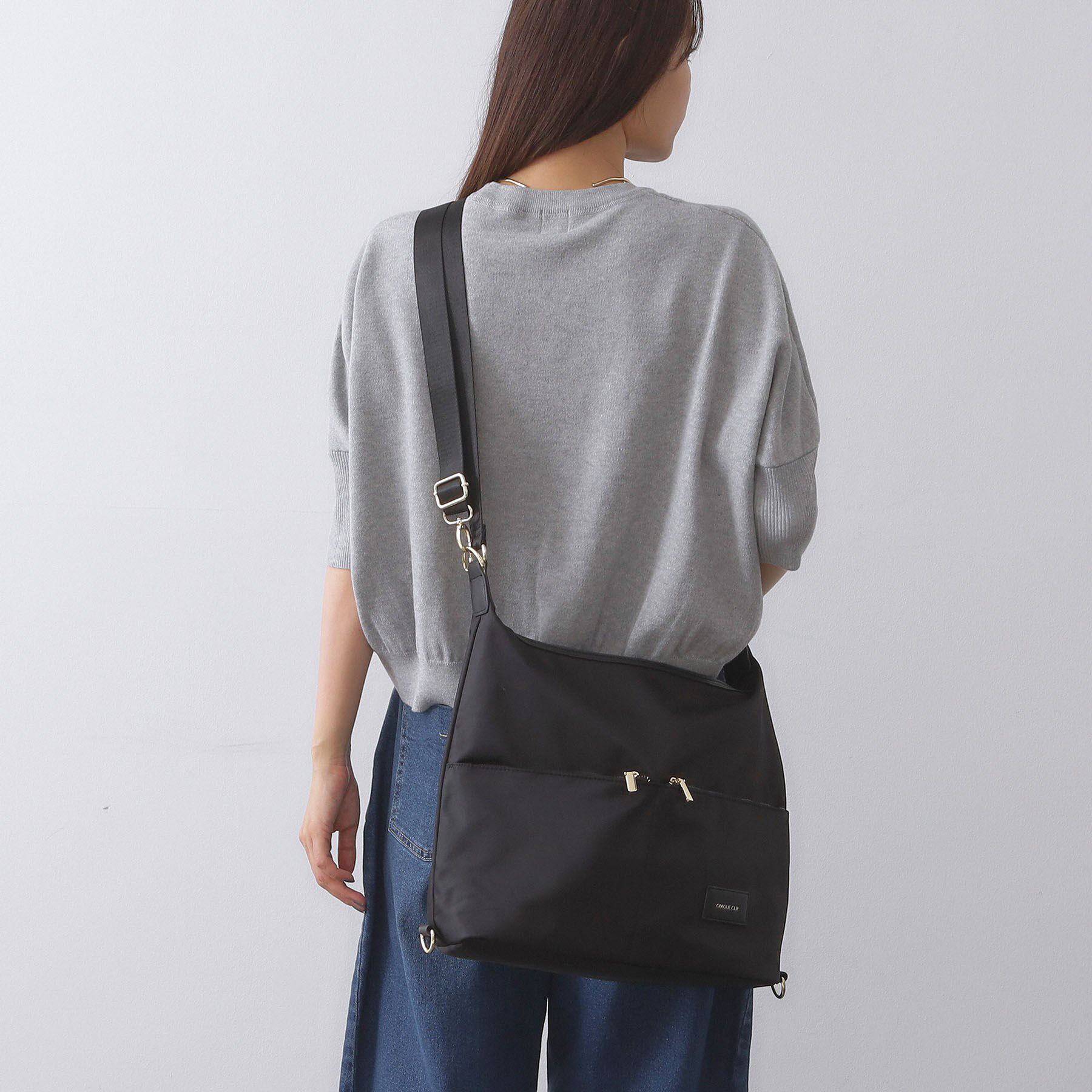 OPAQUE.CLIP「【3WAY/A4サイズ対応】リュックにもなるナイロンショルダーバッグ」|ショルダー・メッセンジャー|ブラック(019)