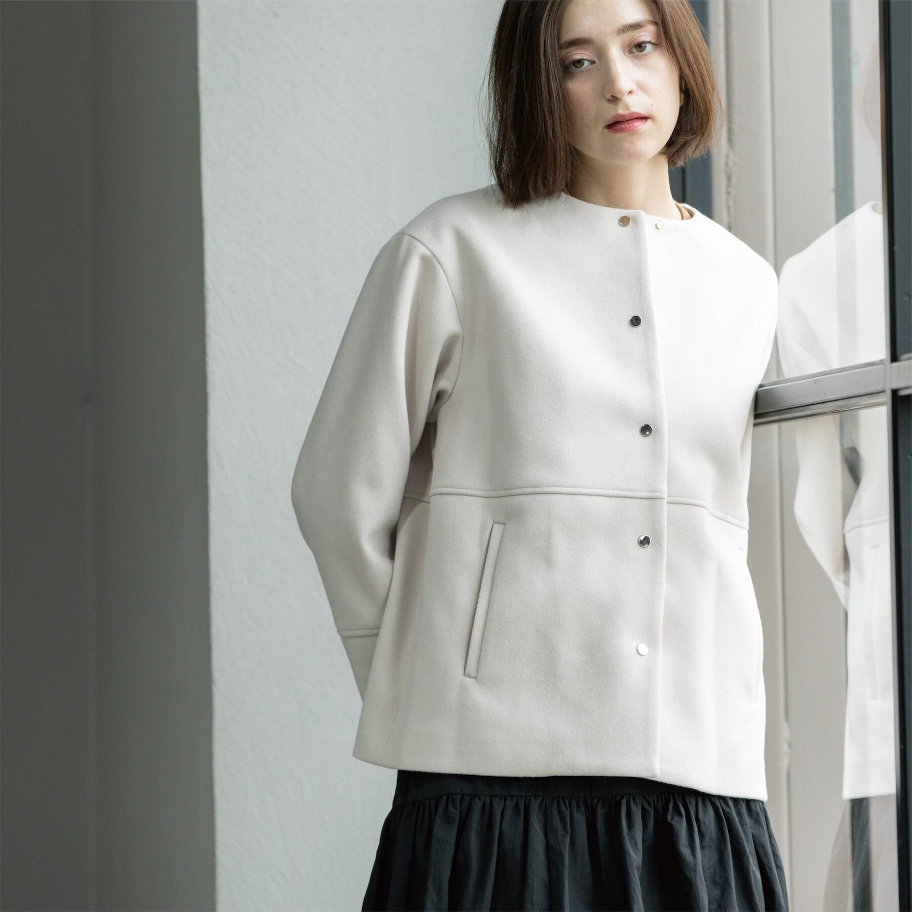 OPAQUE.CLIP「ウールライクメルトンノーカラーコート【洗濯機洗い可】」|ノーカラーコート|ライトベージュ(85