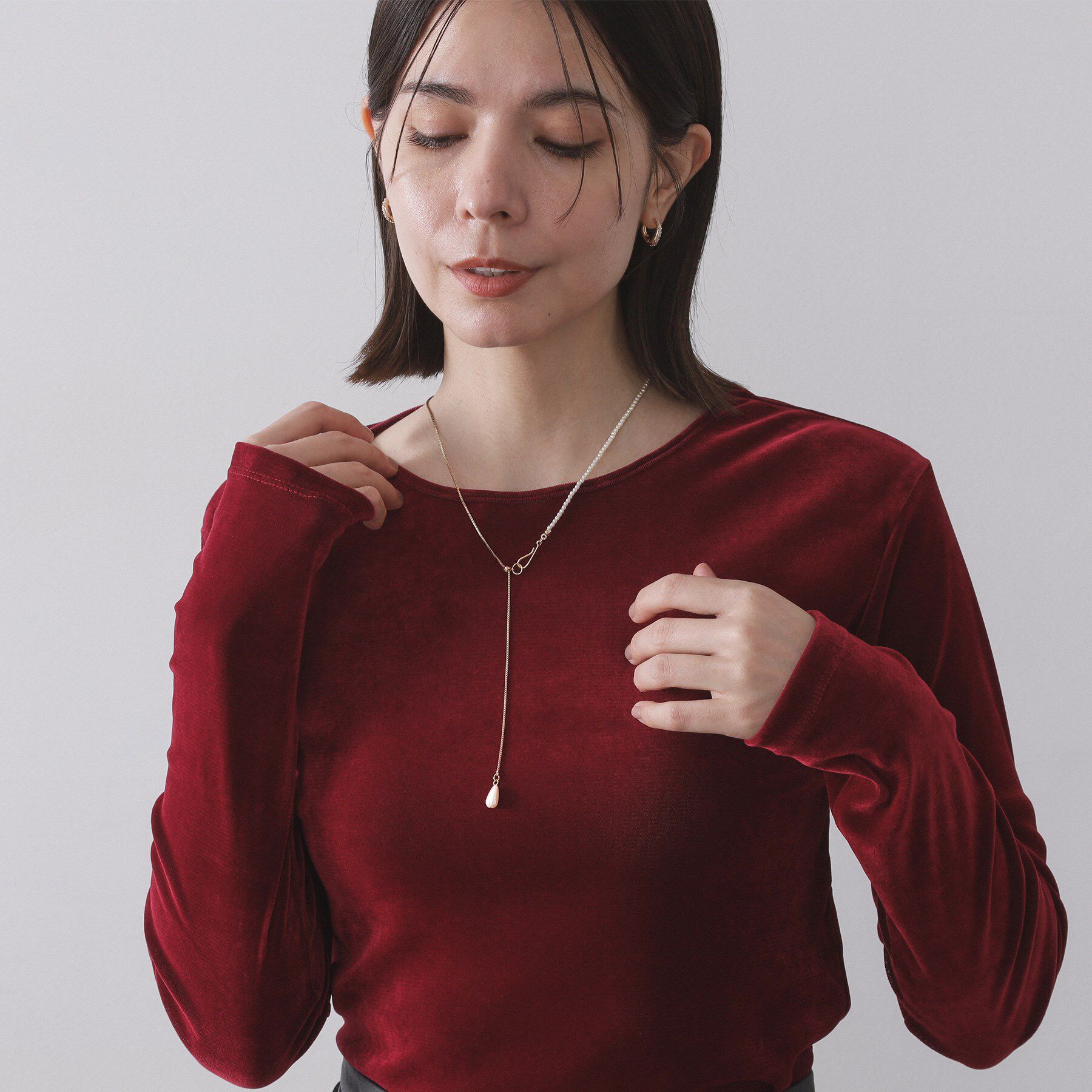 OPAQUE.CLIP「フェイクパール&times;チェーンスライドネックレス」|ネックレス|