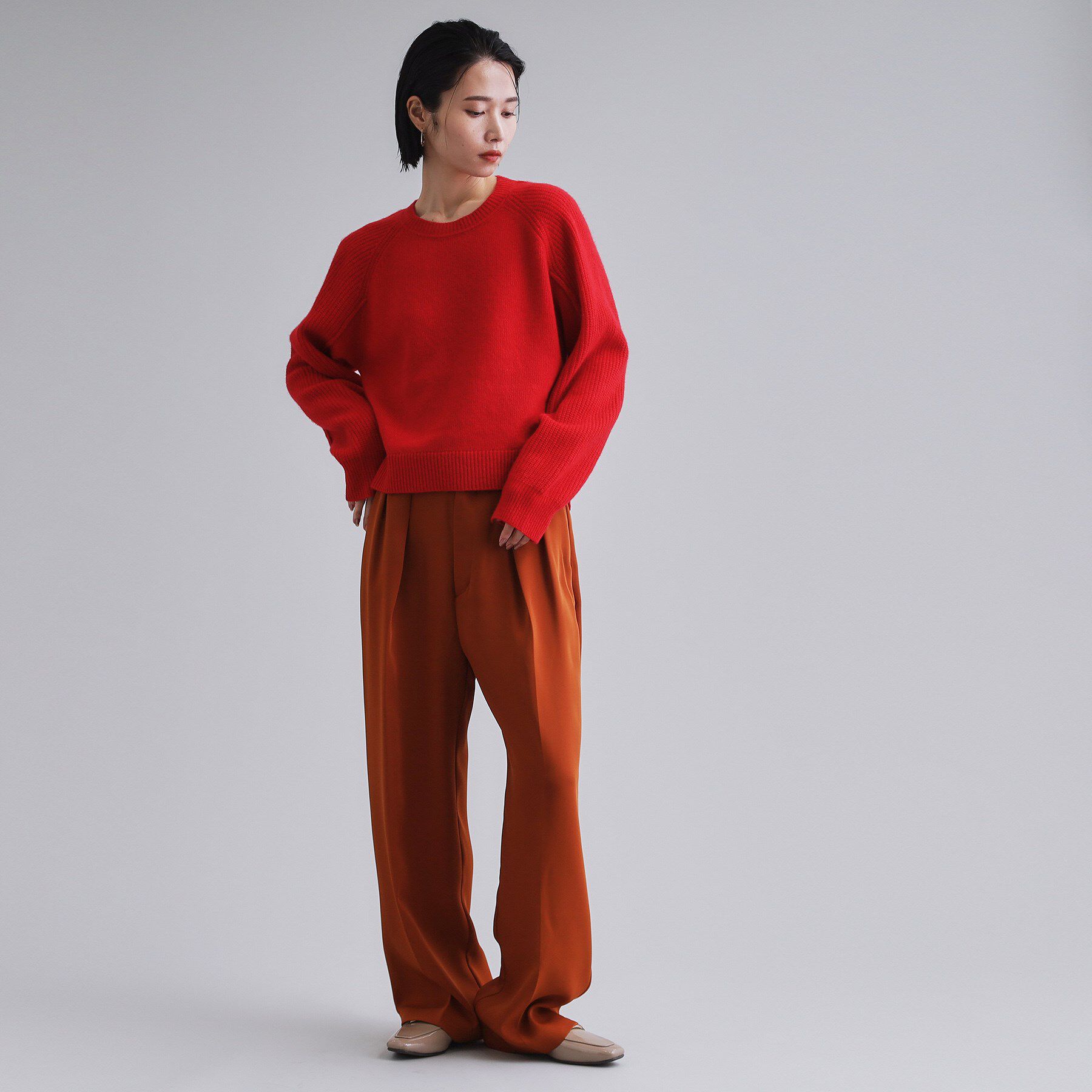 OPAQUE.CLIP「【es】メリノウール クルーミドルゲージニット」|ニット・セーター|