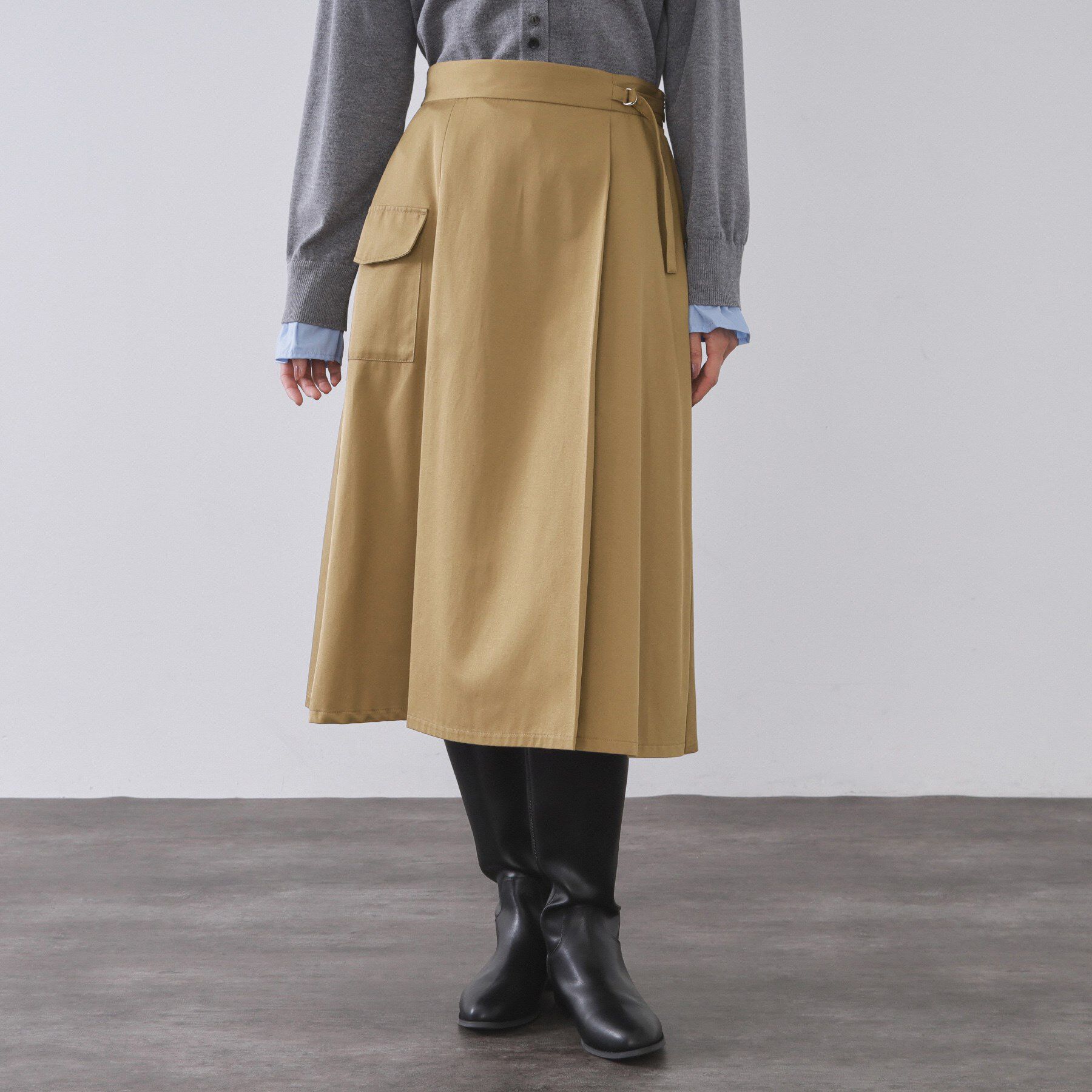 OPAQUE.CLIP「アシメプリーツスカート【洗濯機OK】」|スカート|