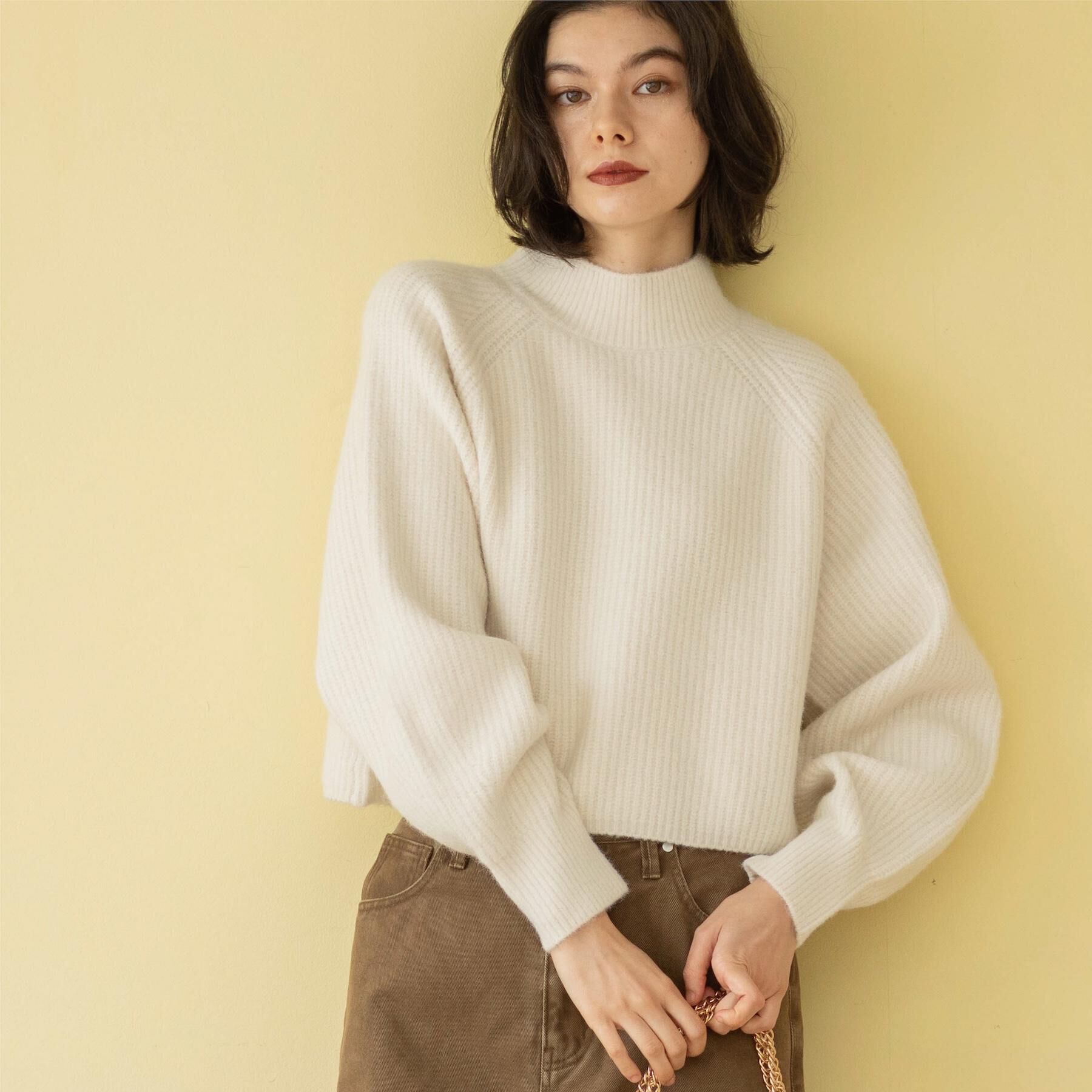 OPAQUE.CLIP「MIXミドルゲージショートあぜニット【洗濯機OK】」|ニット・セーター|