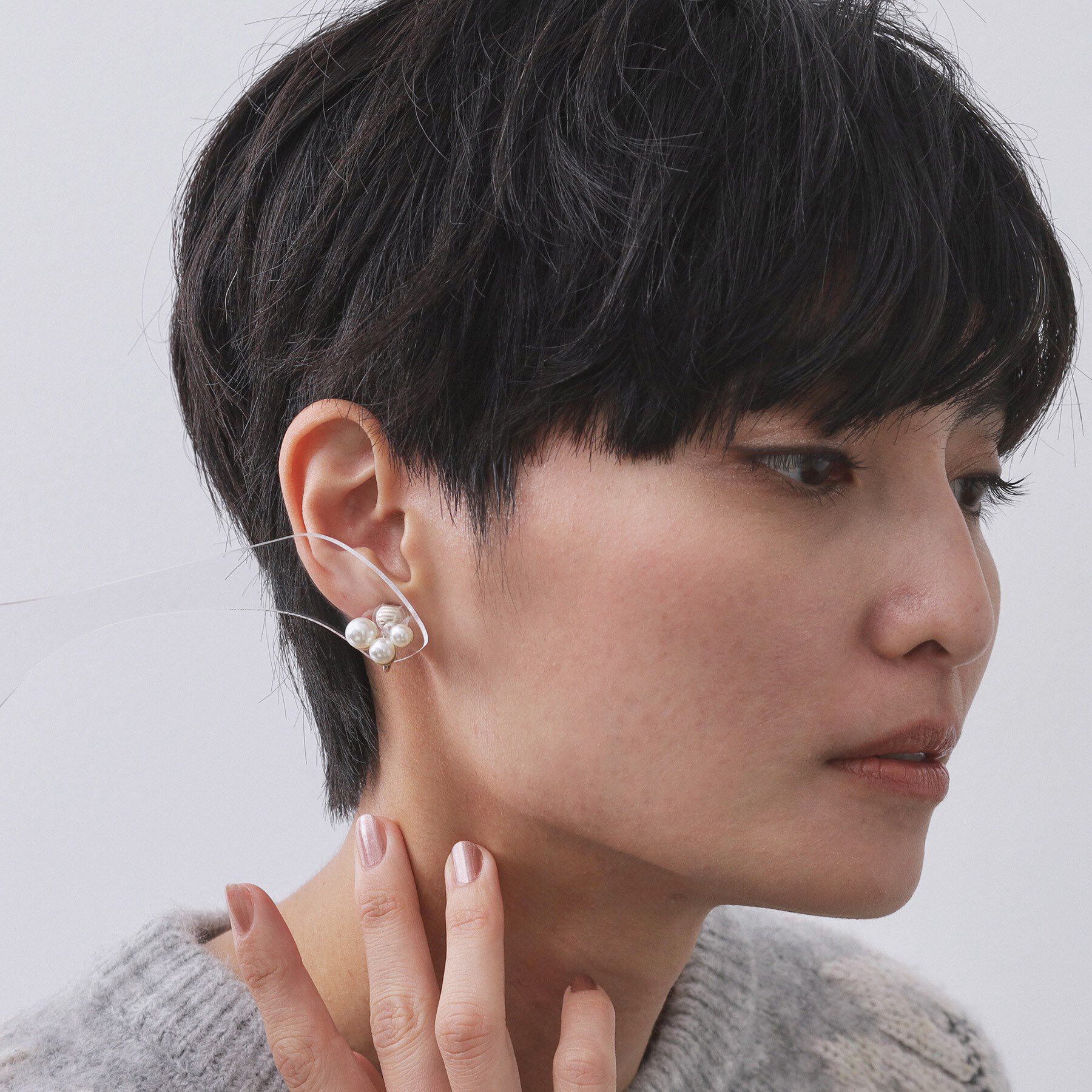 OPAQUE.CLIP「3フェイクパールイヤリング」|イヤリング|