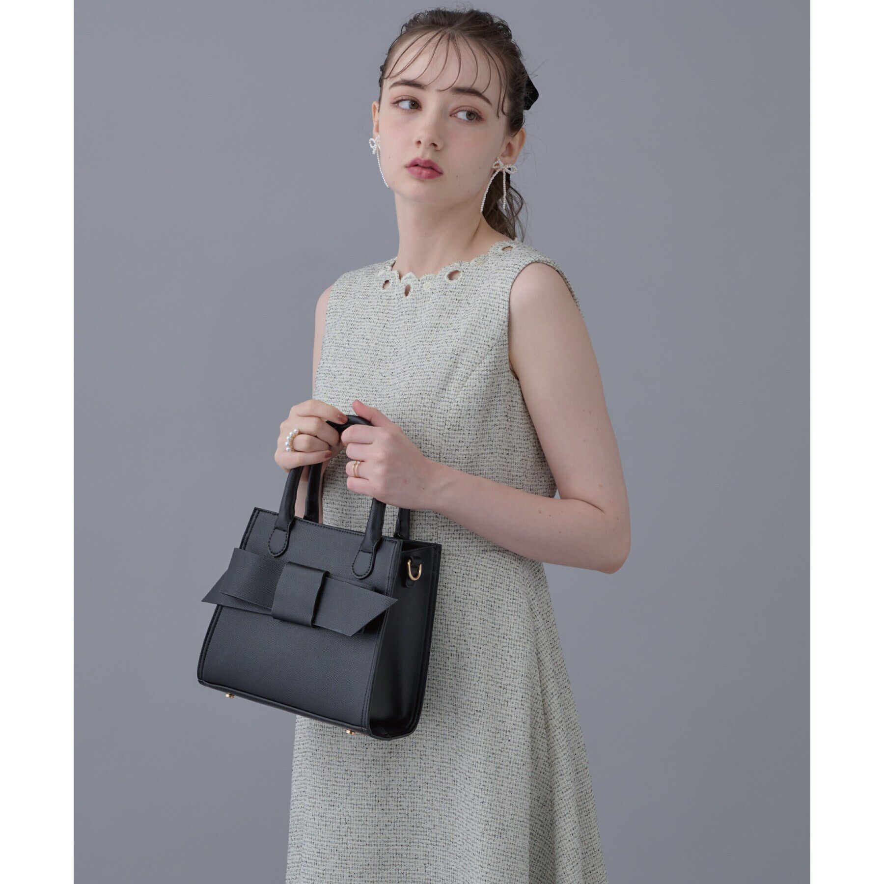 Couture broach「【美シルエット・上品ワンピ】エンブロネック ツイードワンピ」|ワンピース|