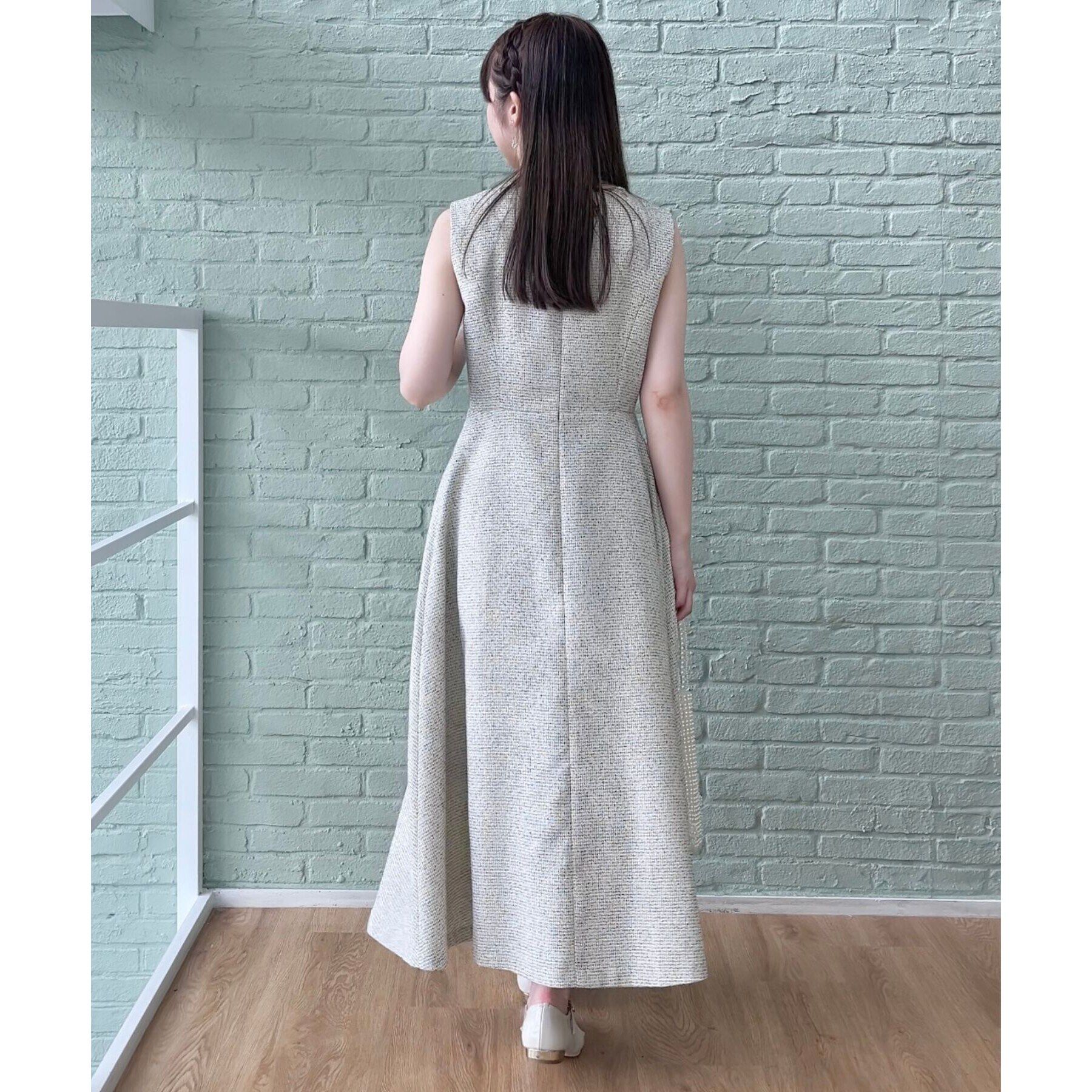 Couture broach「【美シルエット・上品ワンピ】エンブロネック ツイードワンピ」|ワンピース|