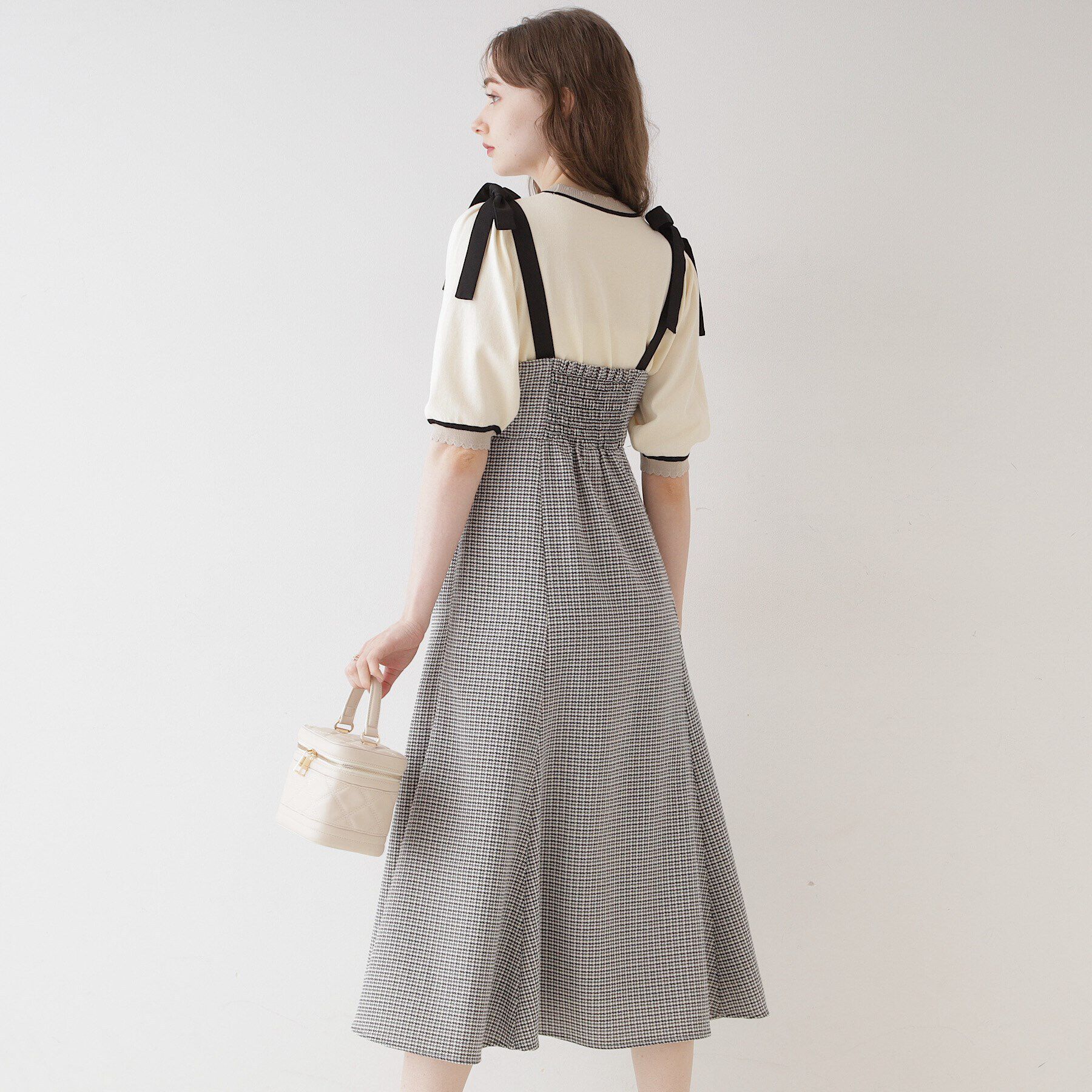 Couture broach「【着映えするワンピース】肩リボンチェックワンピース」|ワンピース|