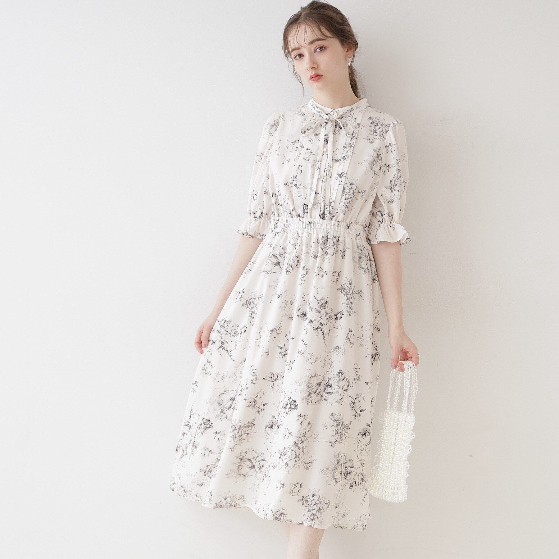 Couture broach「【オトナのためのクラシカルワンピ】花柄5分袖ワンピース」|ワンピース|