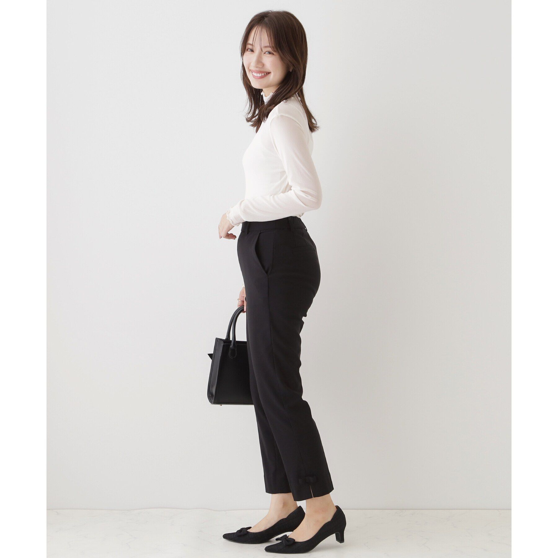 Couture broach「【ラクチンきれい見えパンツ】裾リボン裏起毛ハイパーパンツ」|その他|