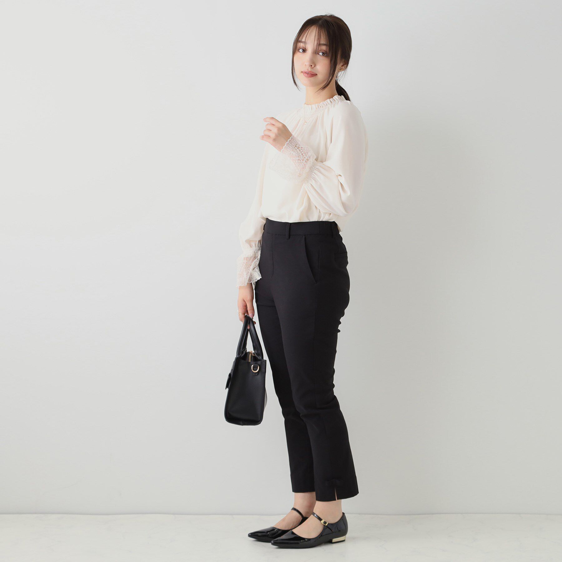 Couture broach「【ラクチンきれい見えパンツ】裾リボン裏起毛ハイパーパンツ」|その他|