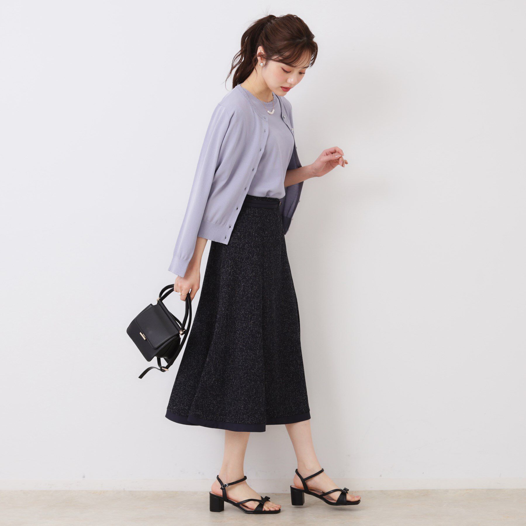 Couture broach「【洗える・きれいめ・通勤】サマーツイード配色フレアスカート」|スカート|