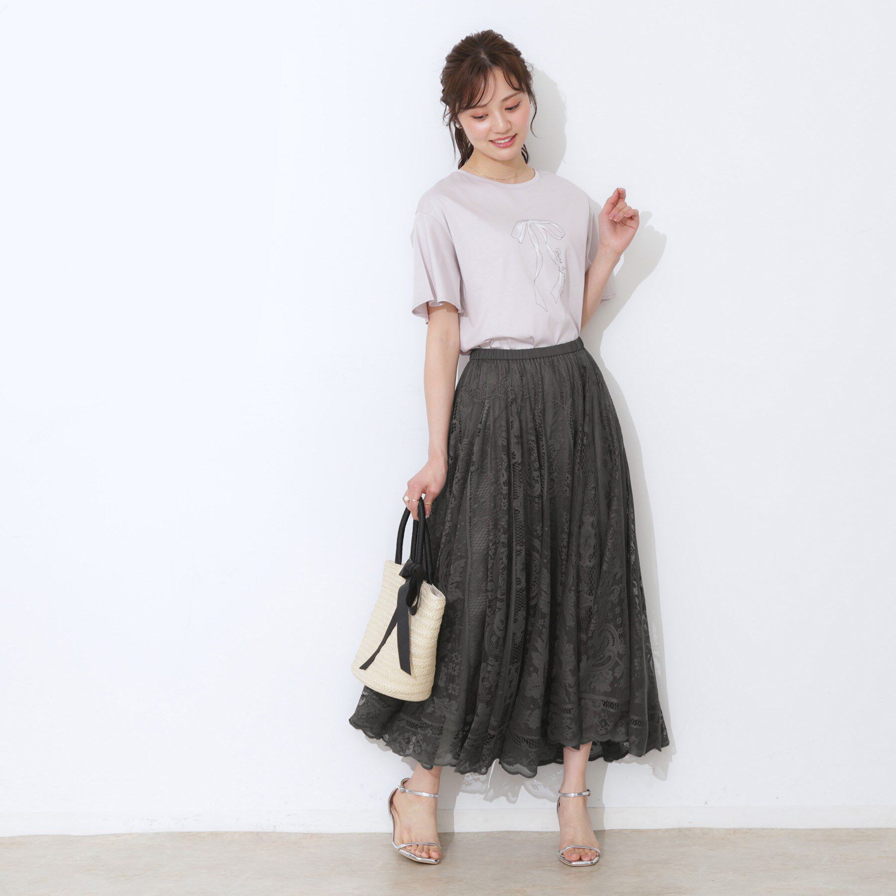 Couture broach「【上品・通勤】サークルレーススカート」|スカート|