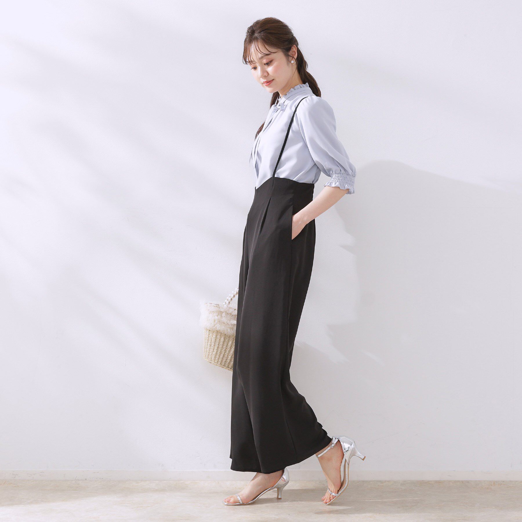 Couture broach「【5分袖・通勤】リボンタイ付きピコフリル5分袖ブラウス」|シャツ・ブラウス|