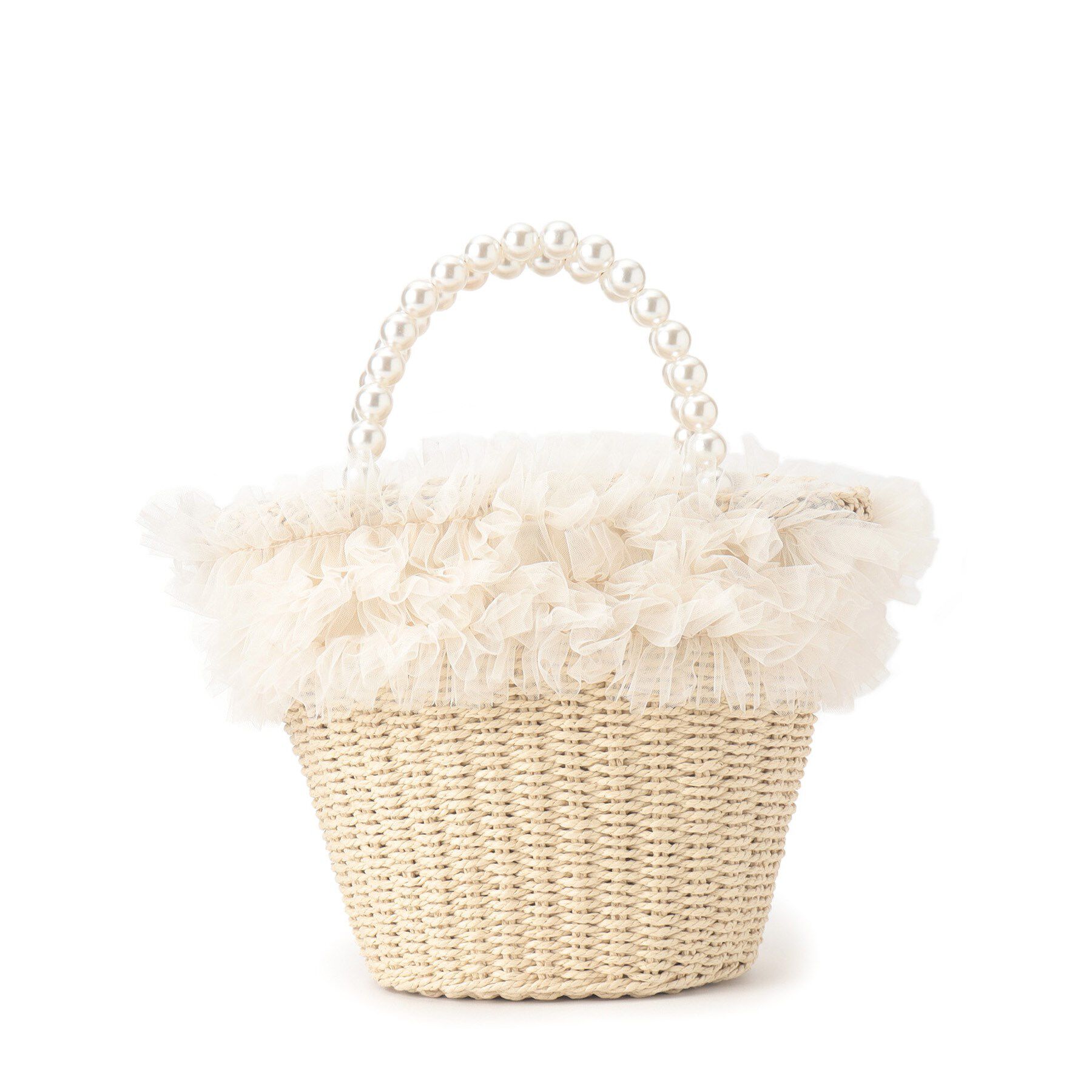 Couture broach「フリルデザインパール調ハンドルカゴバッグ」|ハンドバッグ|