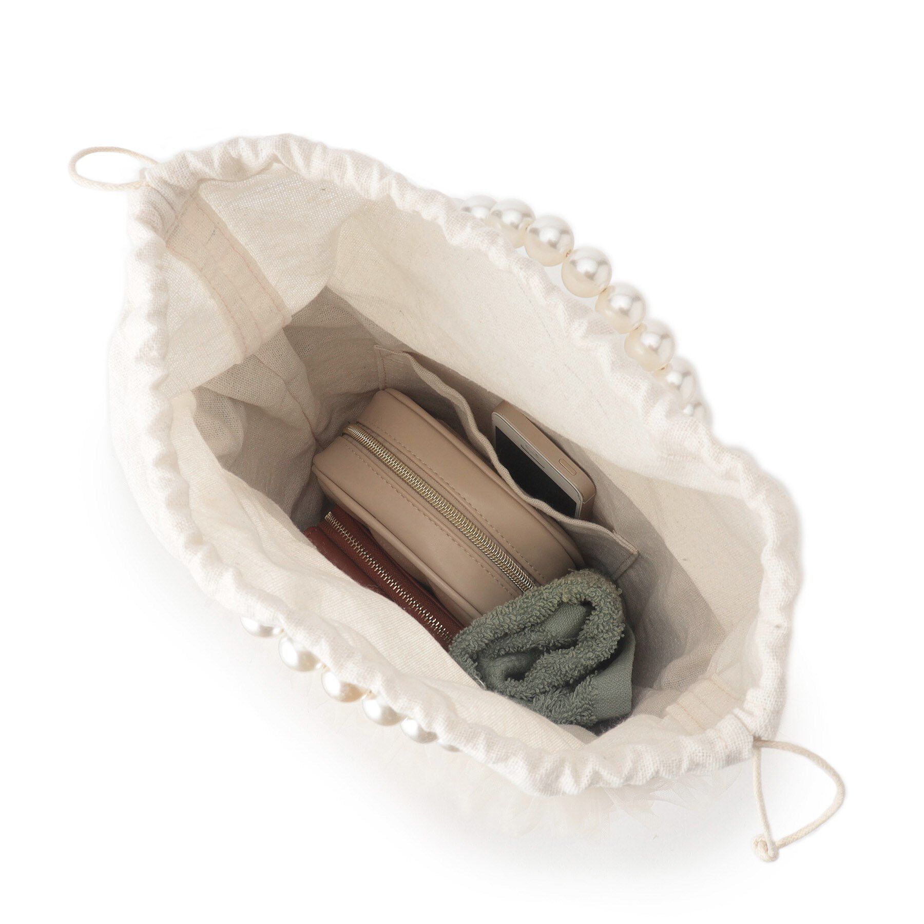 Couture broach「フリルデザインパール調ハンドルカゴバッグ」|ハンドバッグ|