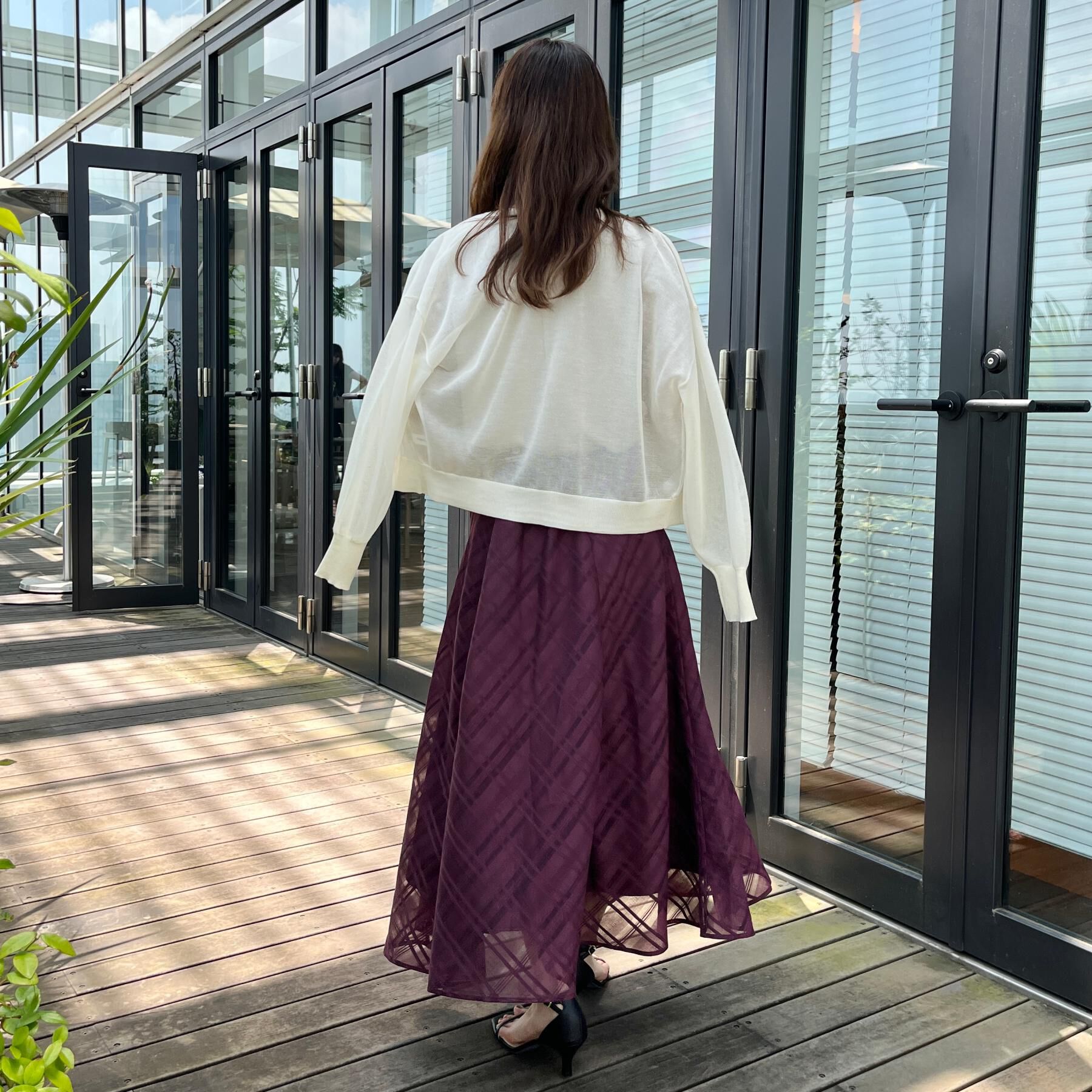 Couture broach「【美シルエット・通勤】シアーチェックオーガンジースカート」|スカート|