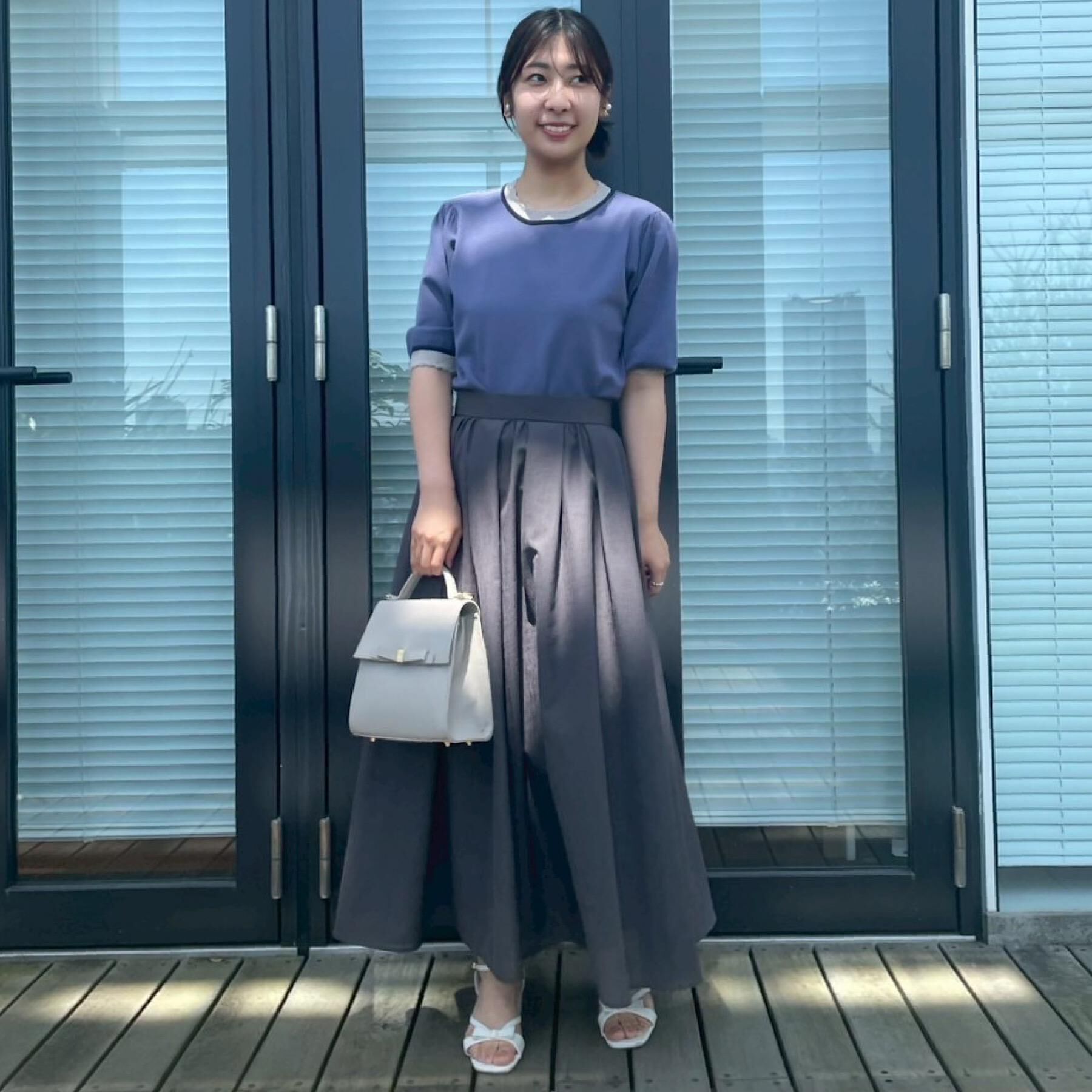 Couture broach「【5分袖・華奢見え・通勤】配色スカラ5分袖ニット」|ニット・セーター|