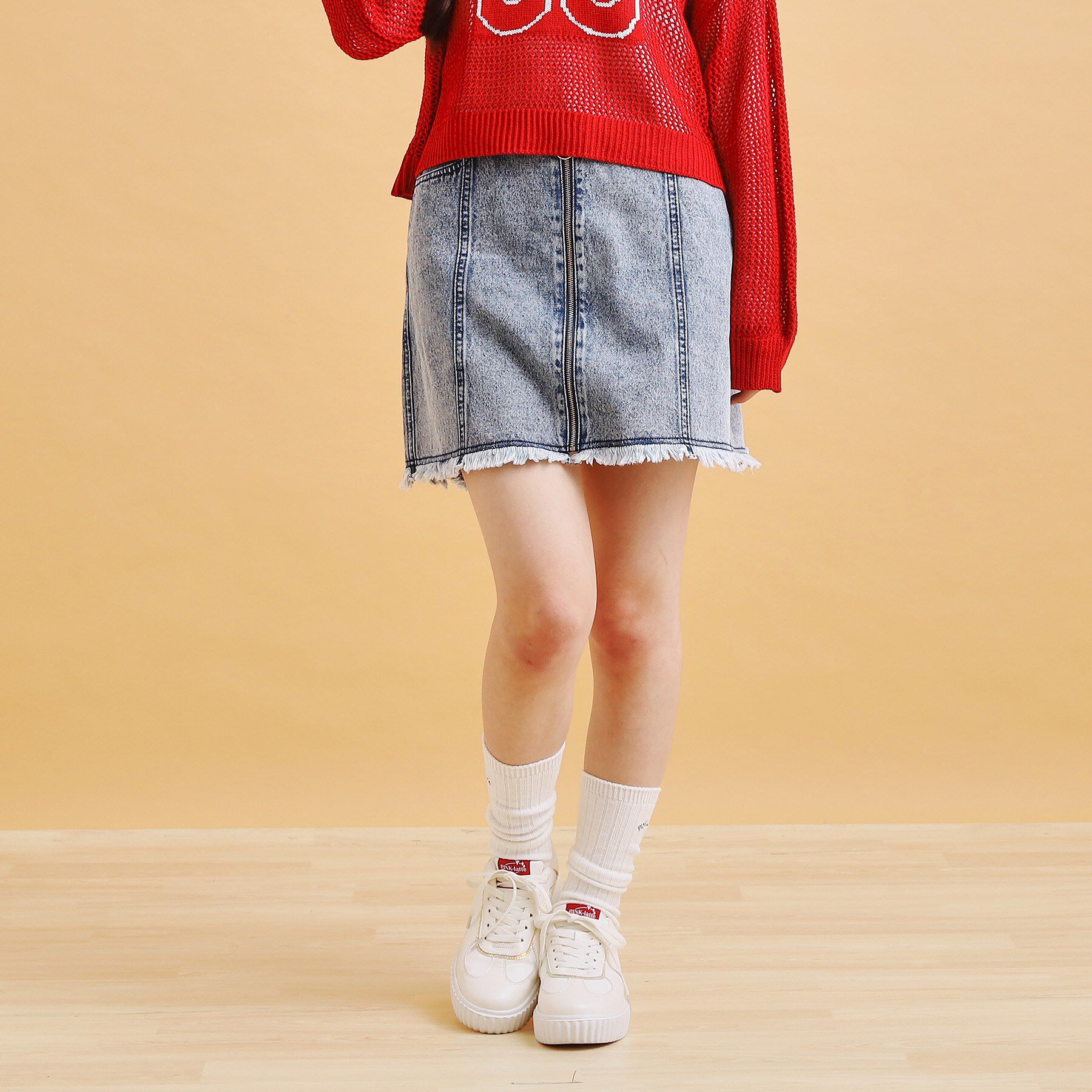 PINK-latte「リングジップ台形スカート」|スカート|ブルー(493)