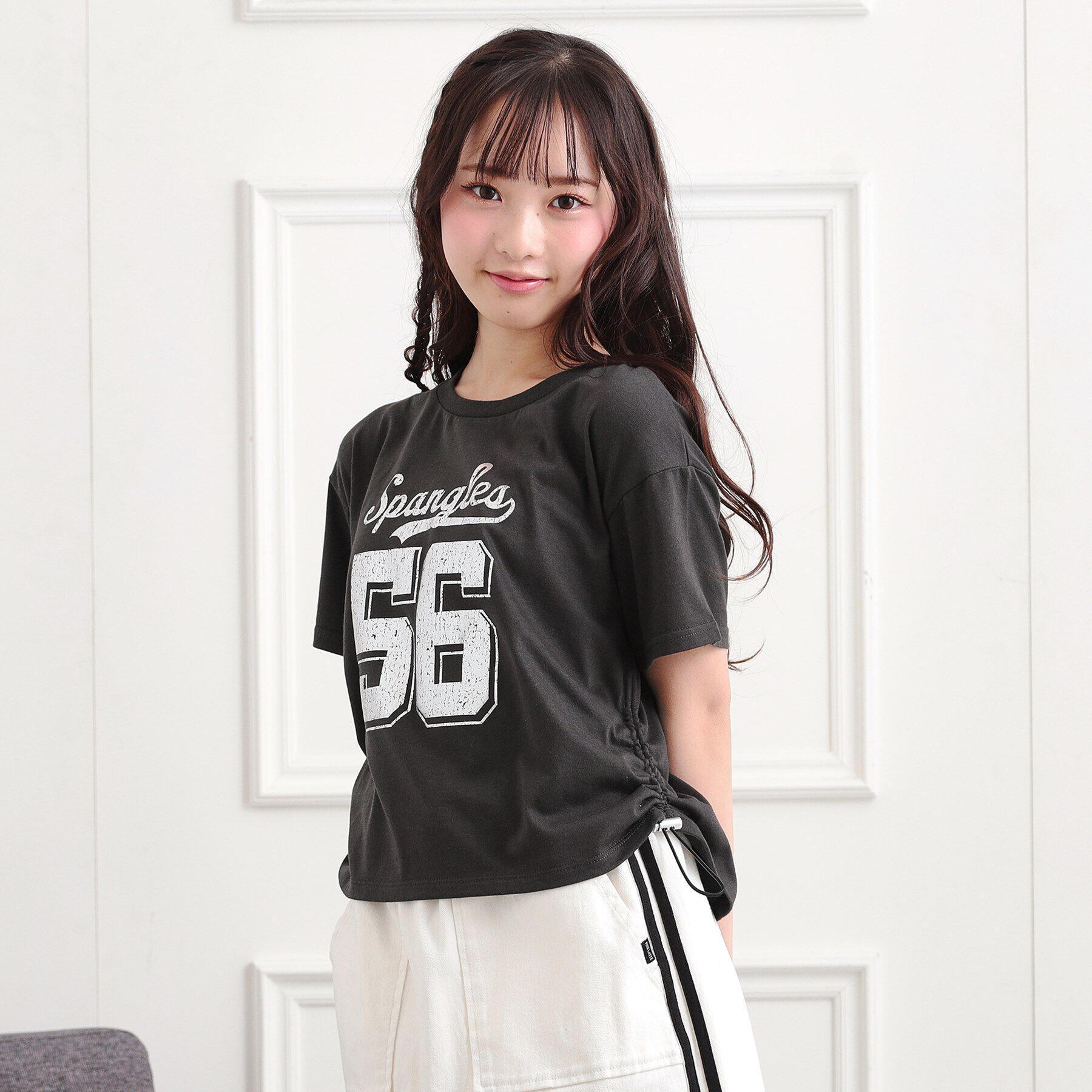 PINK-latte「サイドアジャスターナンバリングTシャツ」|Tシャツ・カットソー|