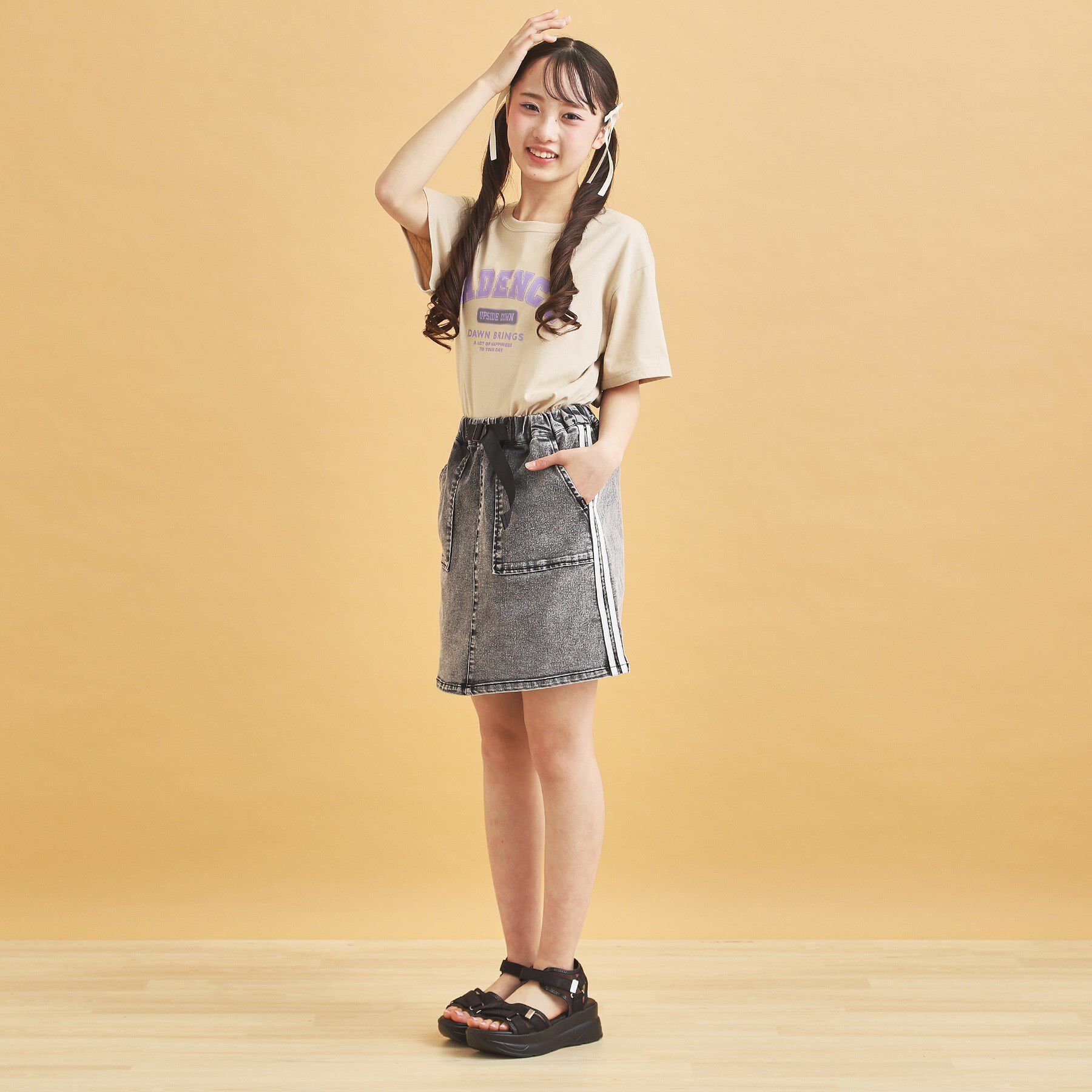 PINK-latte「サイドラインストレッチスカート」|スカート|