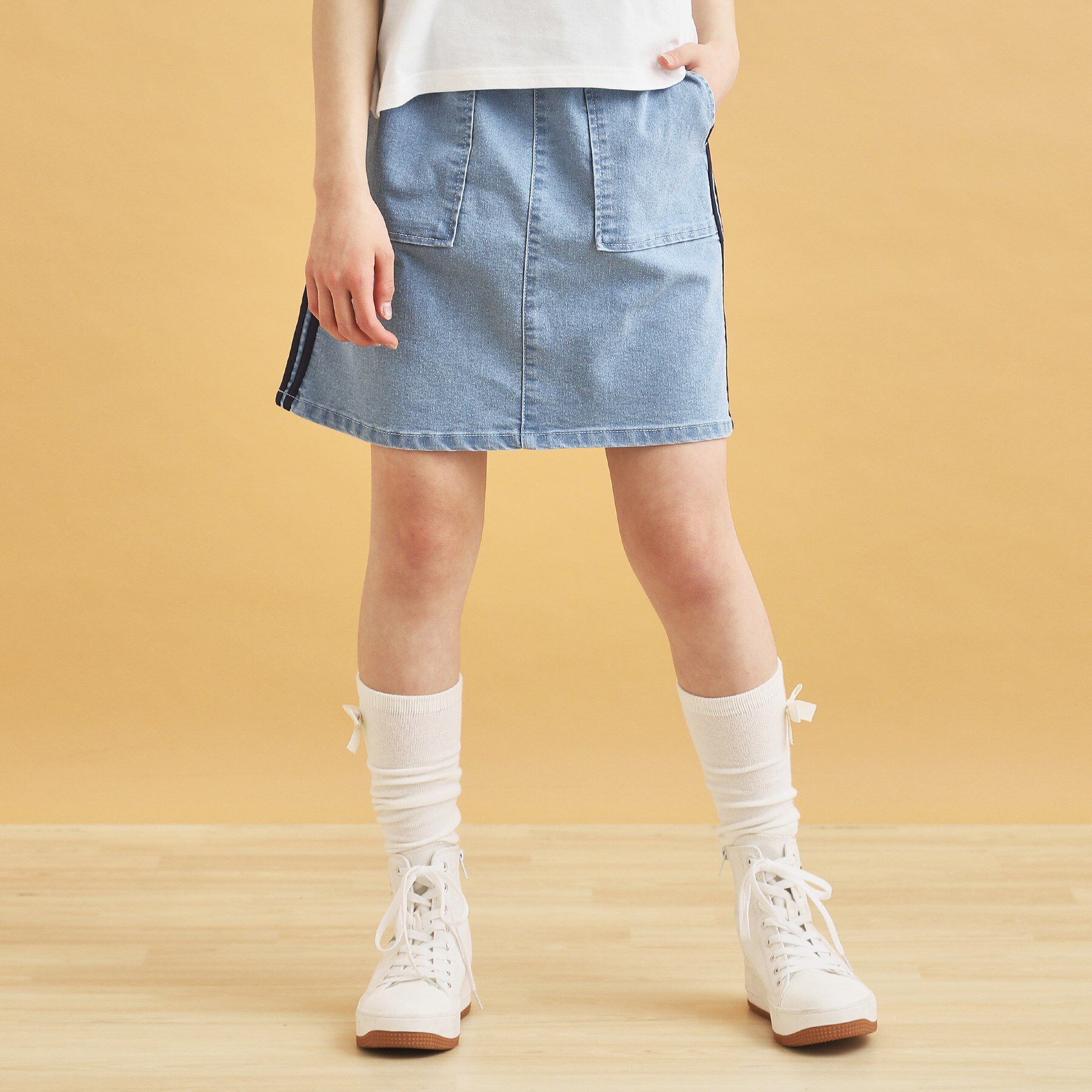 PINK-latte「サイドラインストレッチスカート」|スカート|