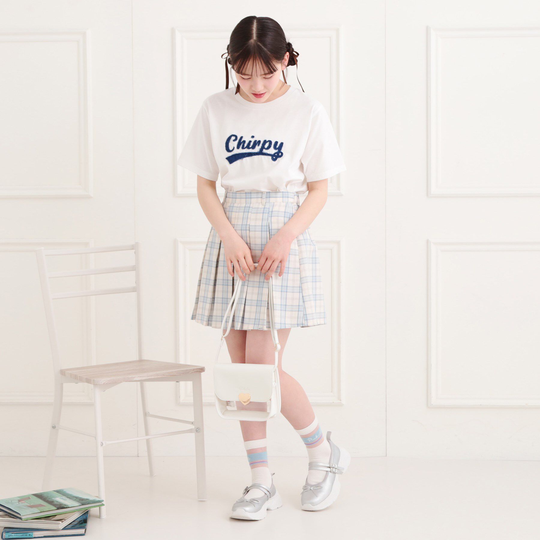 PINK-latte「ツイルアップリケTシャツ」|Tシャツ・カットソー|