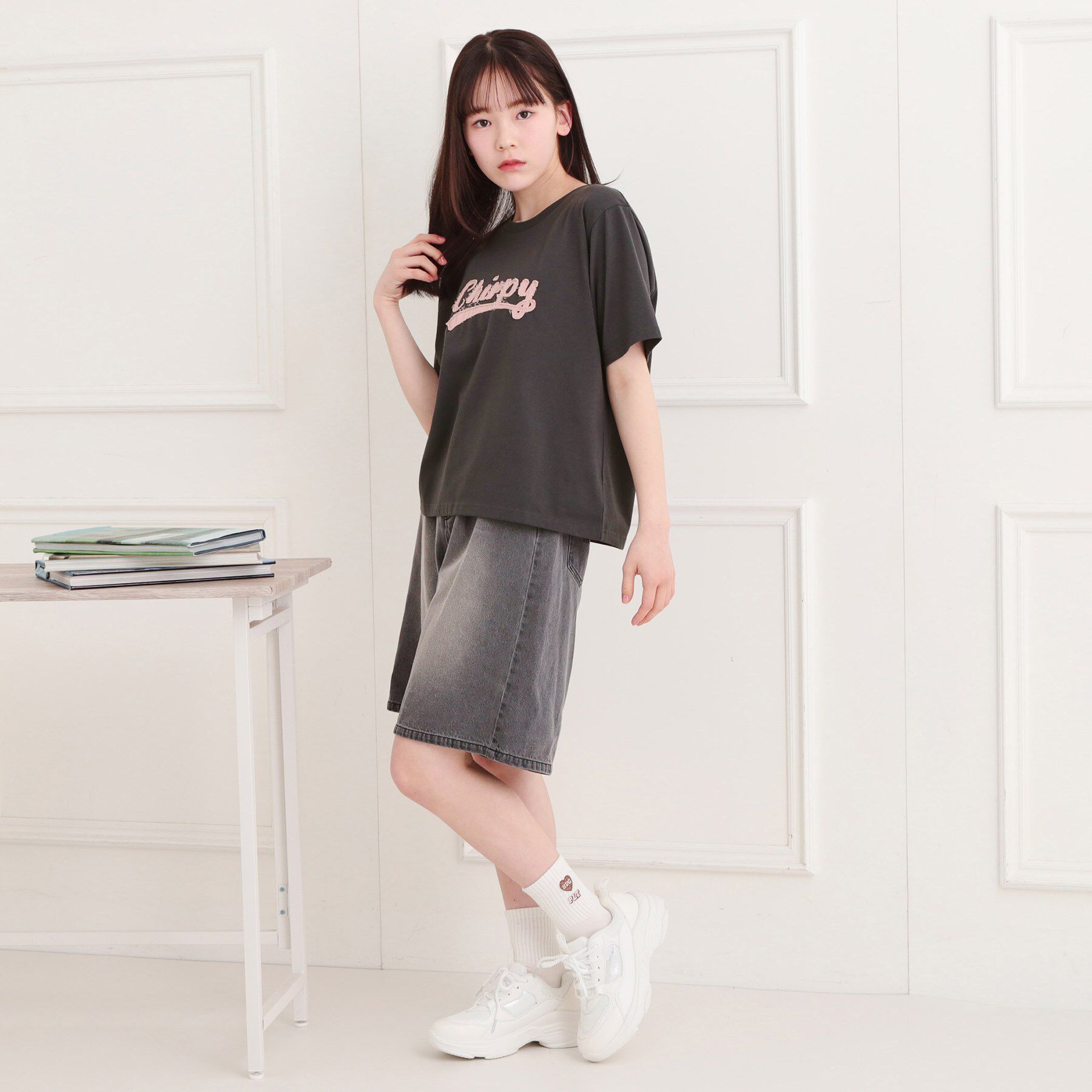 PINK-latte「ツイルアップリケTシャツ」|Tシャツ・カットソー|