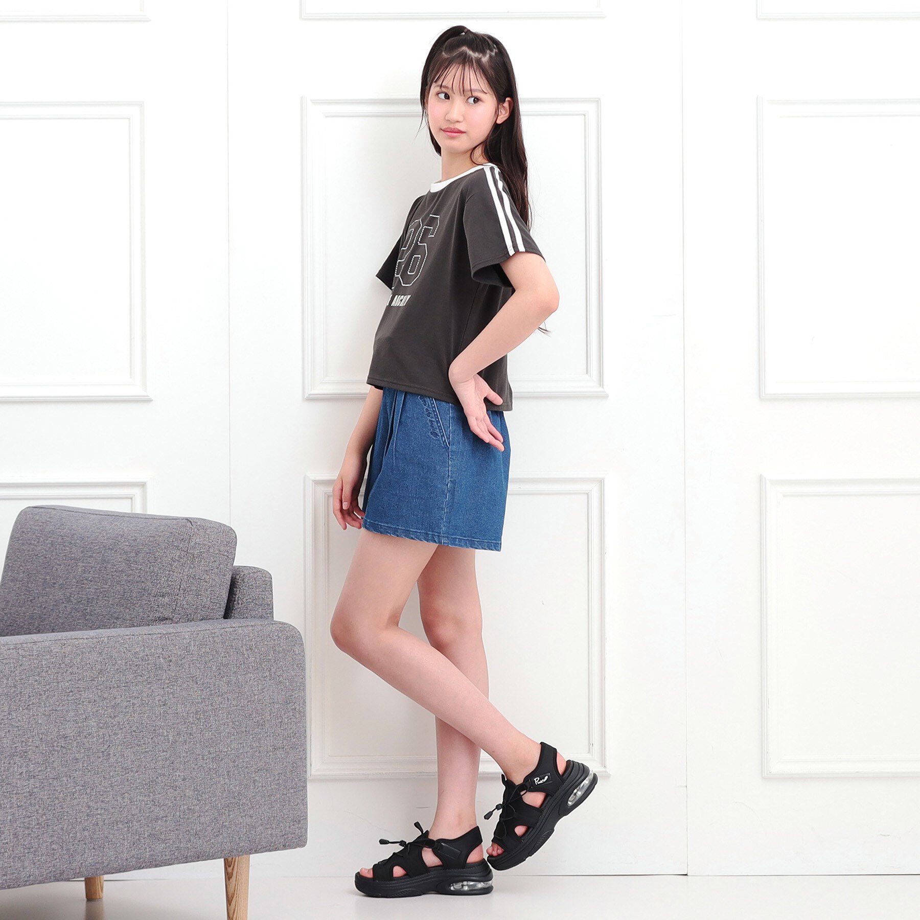 PINK-latte「ラインストーンナンバリングTシャツ」|Tシャツ・カットソー|