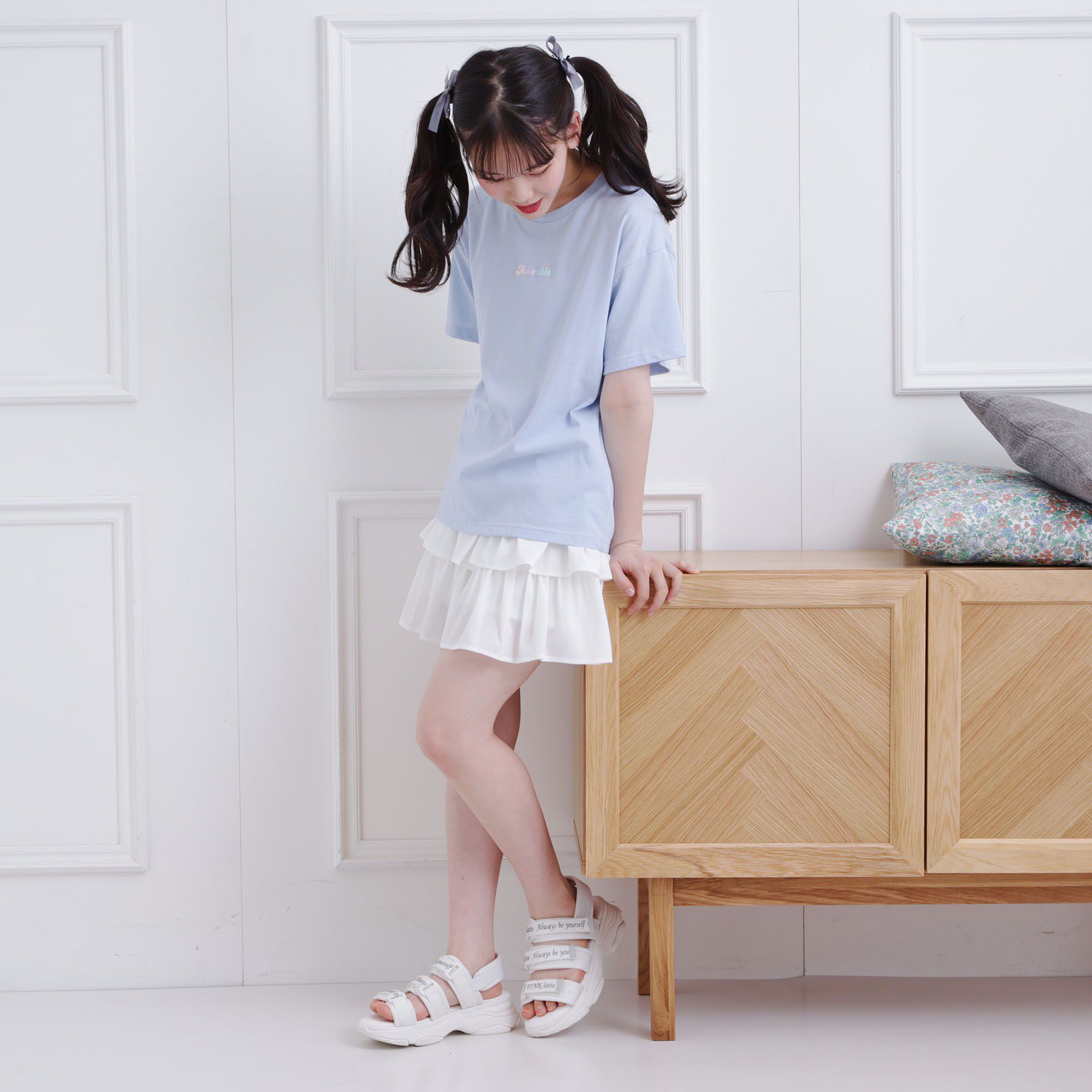 PINK-latte「グラデーションくまちゃん発砲ビッグTシャツ」|Tシャツ・カットソー|