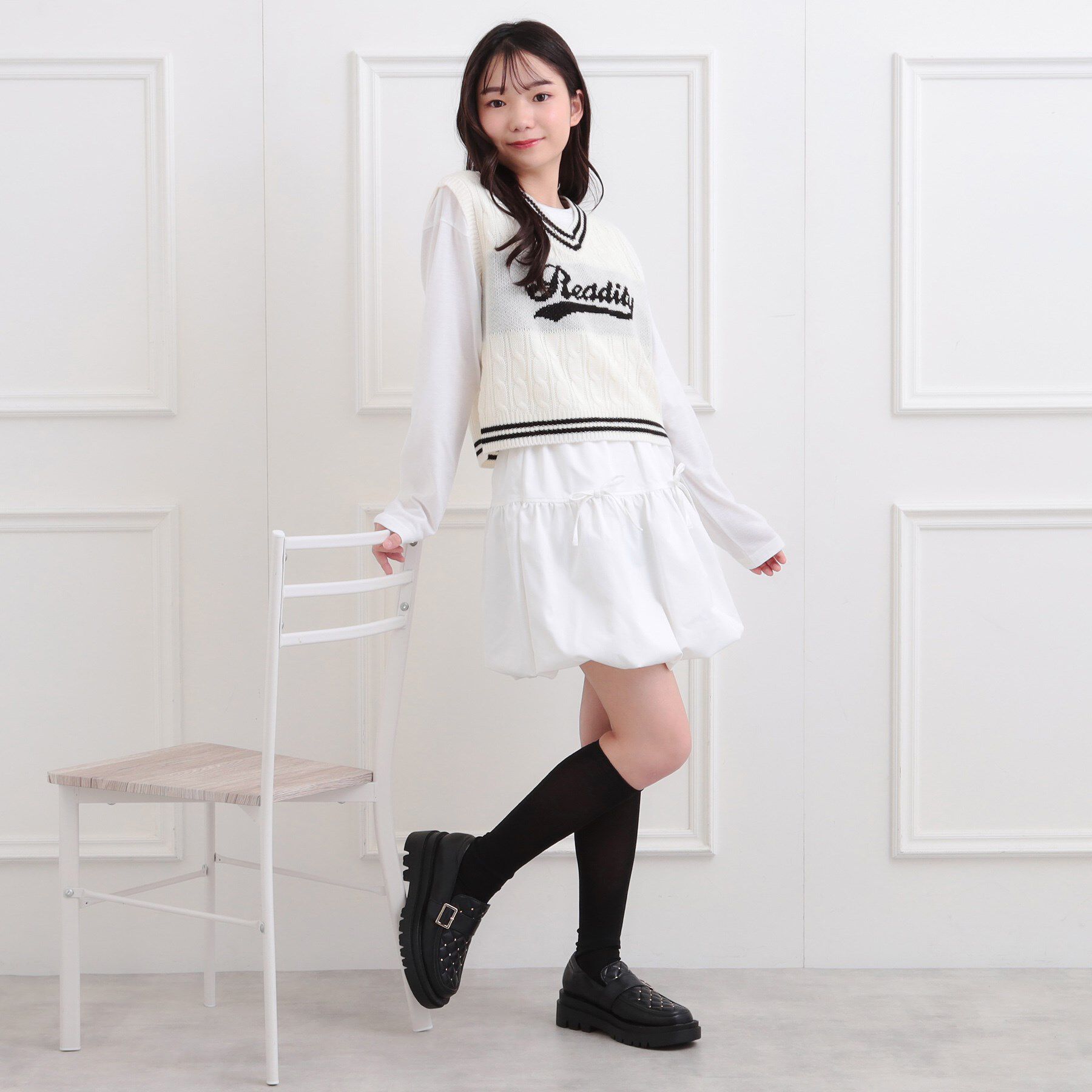 PINK-latte「【セットアイテム】ニットベスト＋ロンT」|ベスト・ジレ|