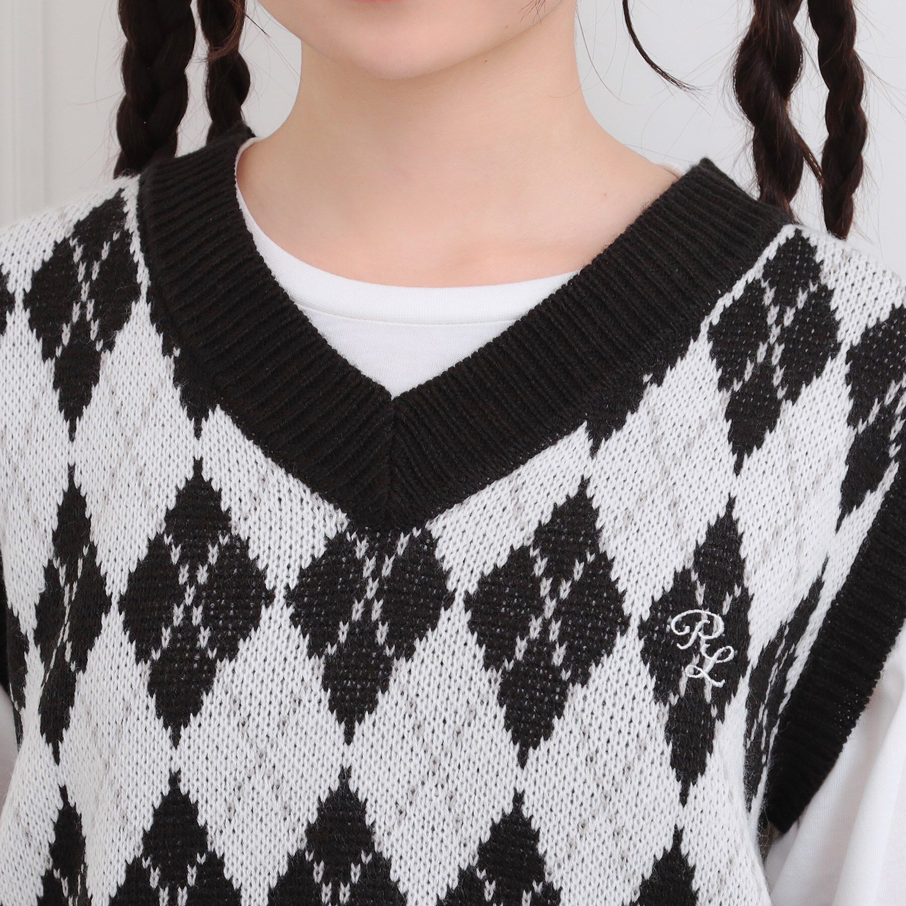 PINK-latte「【セットアイテム】ニットベスト＋ロンT」|ベスト・ジレ|