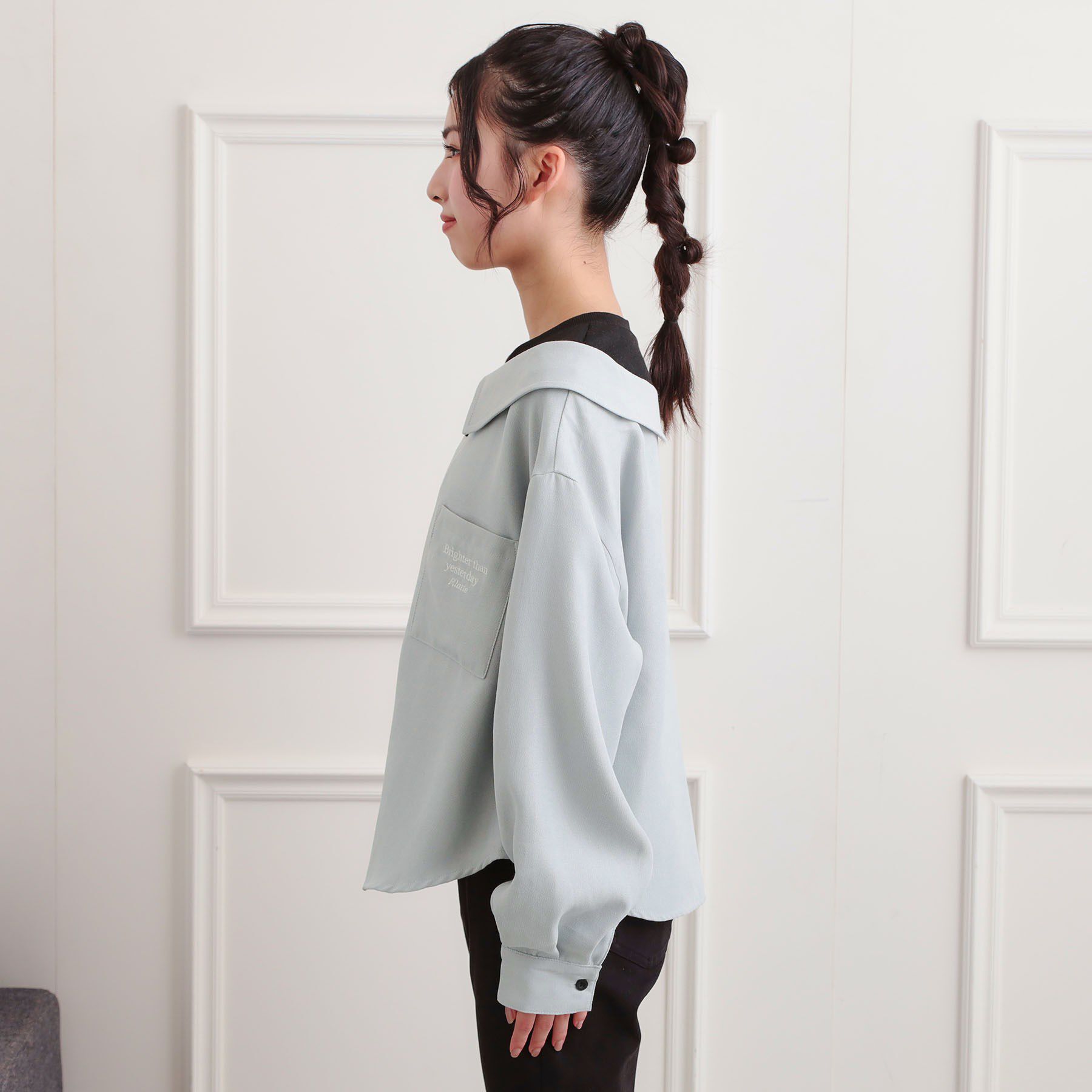 PINK-latte「シャツドッキング長袖プルオーバー」|Tシャツ・カットソー|