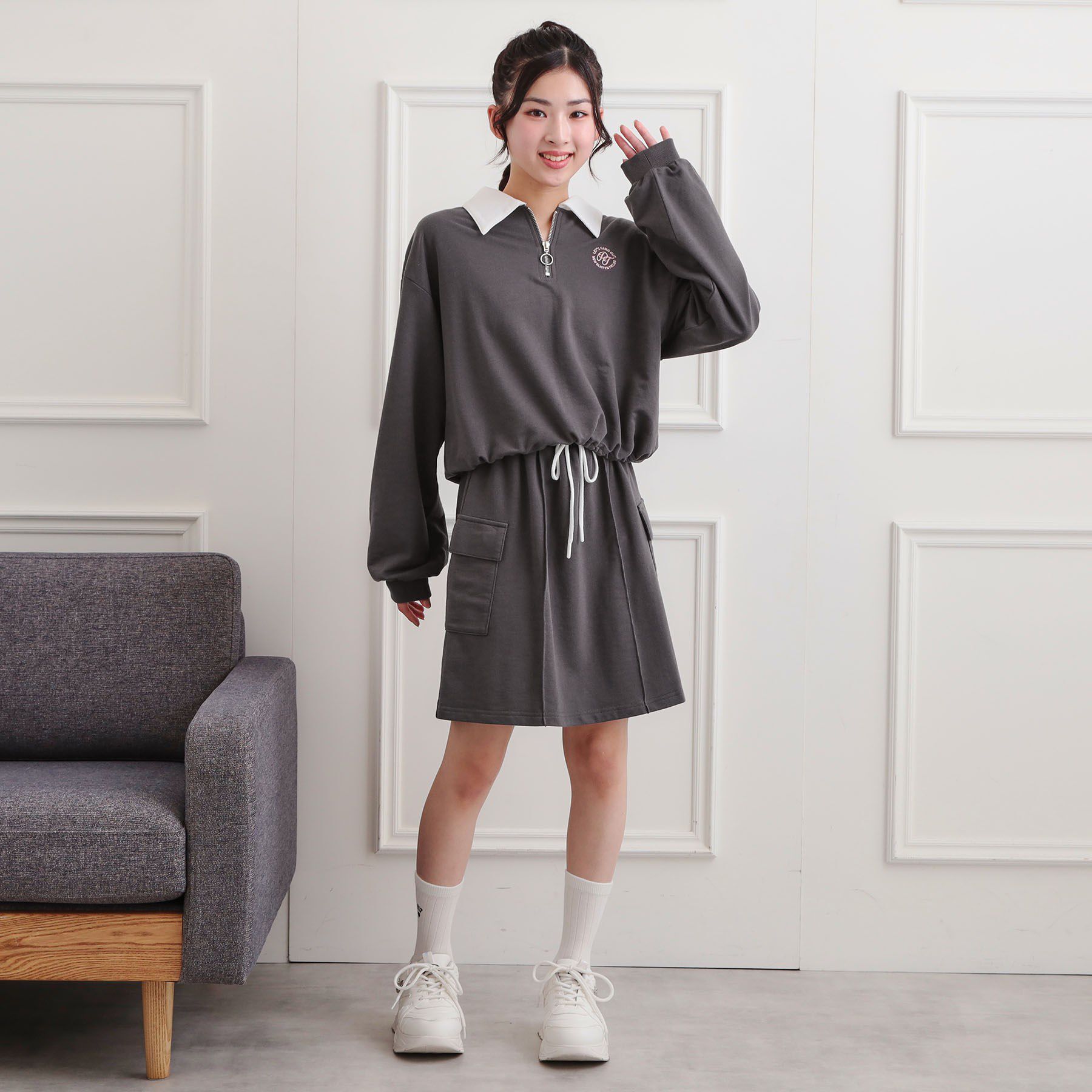 PINK-latte「【セットアップ】ハーフジップ＋カーゴスカート」|その他|