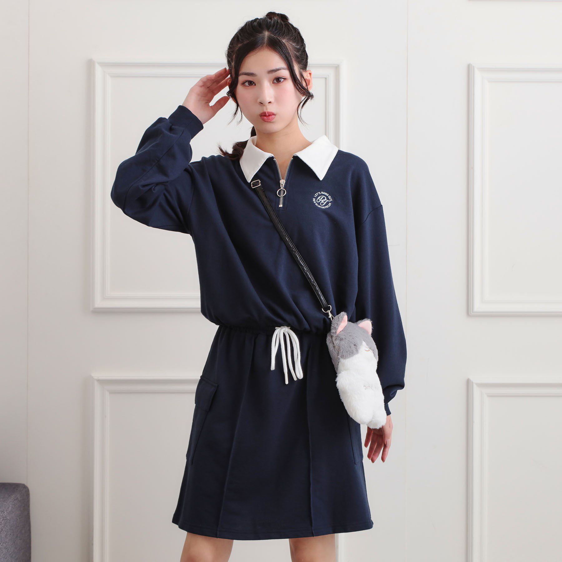 PINK-latte「【セットアップ】ハーフジップ＋カーゴスカート」|その他|ネイビー(094)