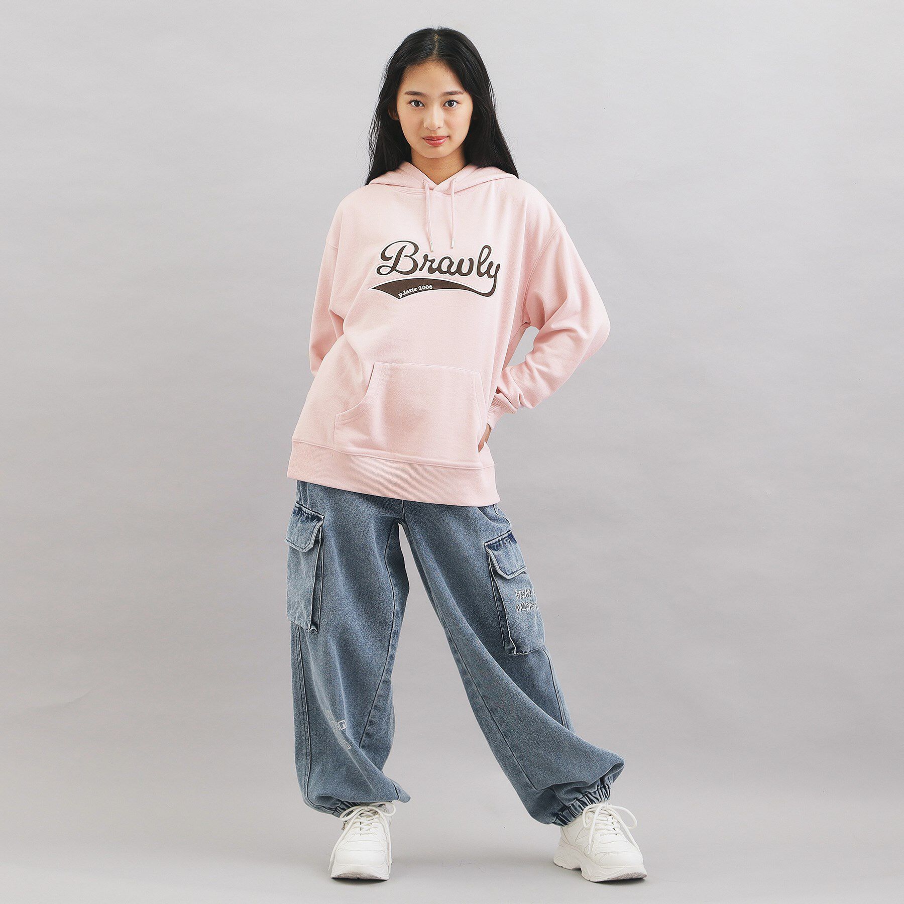 PINK-latte「サテンアップリケBIGパーカー」|パーカー|