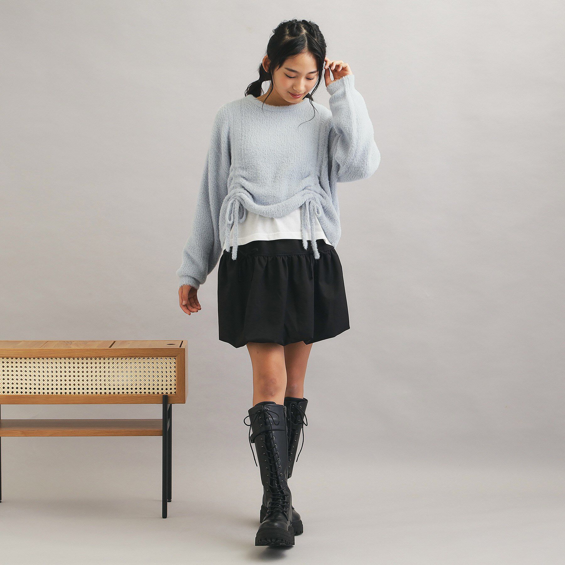 PINK-latte「【セットアイテム】ドロスト＋ロンTセットプルオーバー」|ニット・セーター|