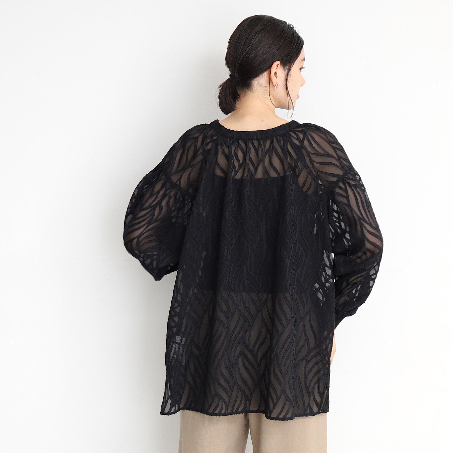 THE SHOP TK「【前後2WAY/洗える】ジャカードシアーブラウス」|シャツ・ブラウス|