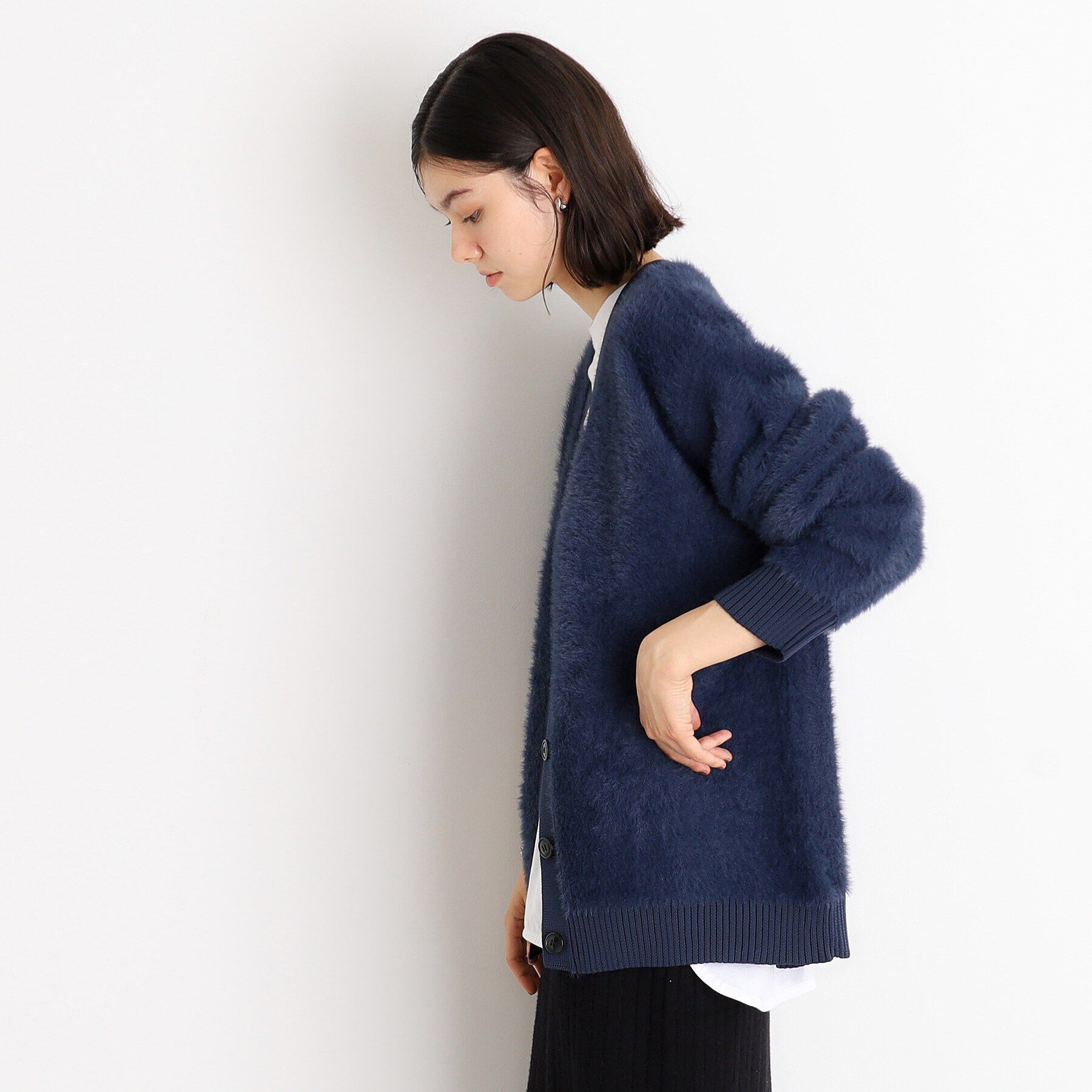 THE SHOP TK「【ライトアウター】フェザーVネックカーディガン/洗える」|カーディガン|