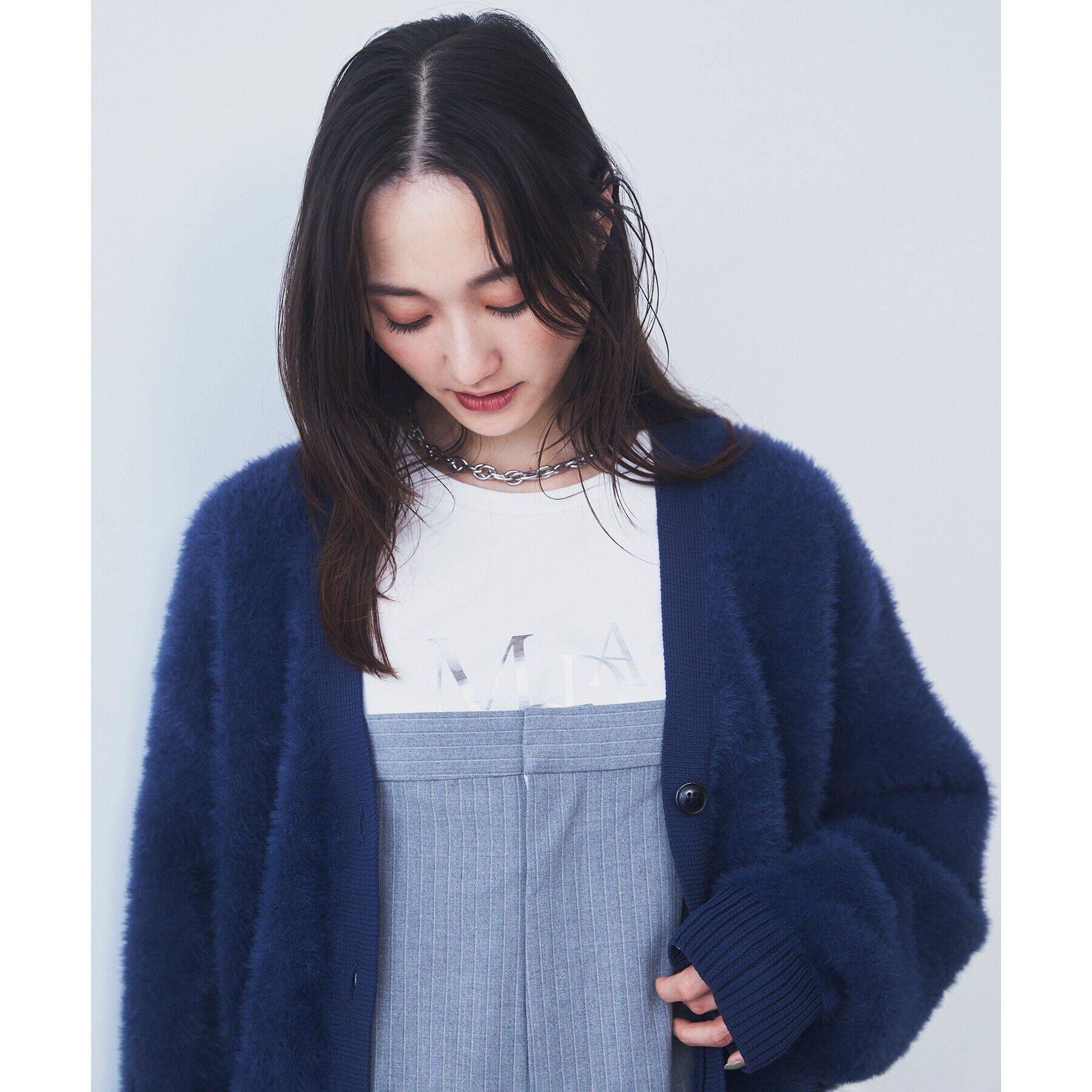 THE SHOP TK「【ライトアウター】フェザーVネックカーディガン/洗える」|カーディガン|