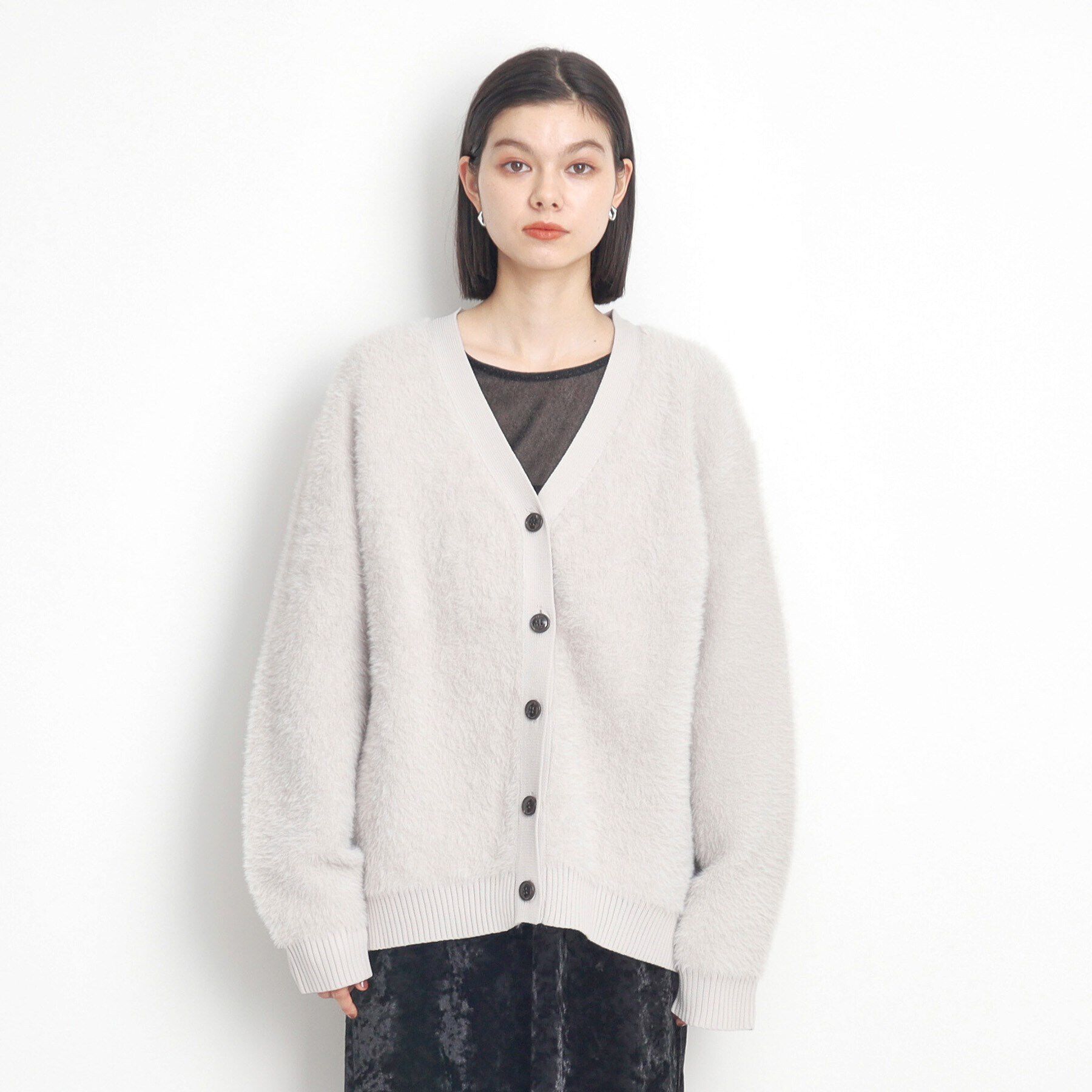 THE SHOP TK「【ライトアウター】フェザーVネックカーディガン/洗える」|カーディガン|