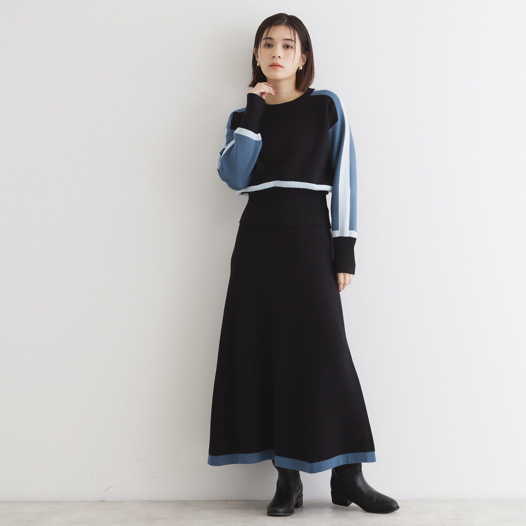 THE SHOP TK「【上下セットアイテム】配色ニットセットアップ/洗える」|スーツ|