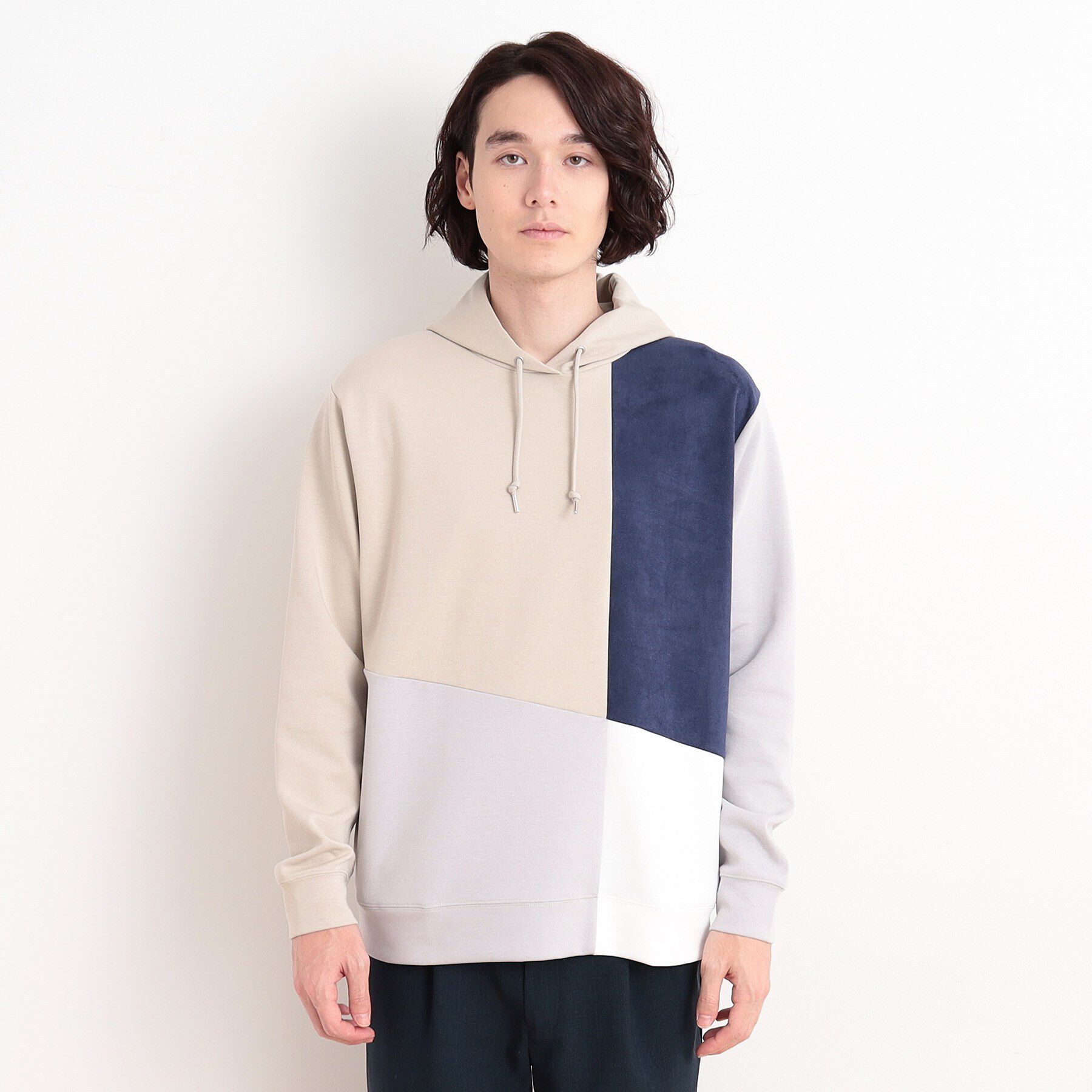 THE SHOP TK「異素材ブロッキングダンボールパーカ」|パーカー|