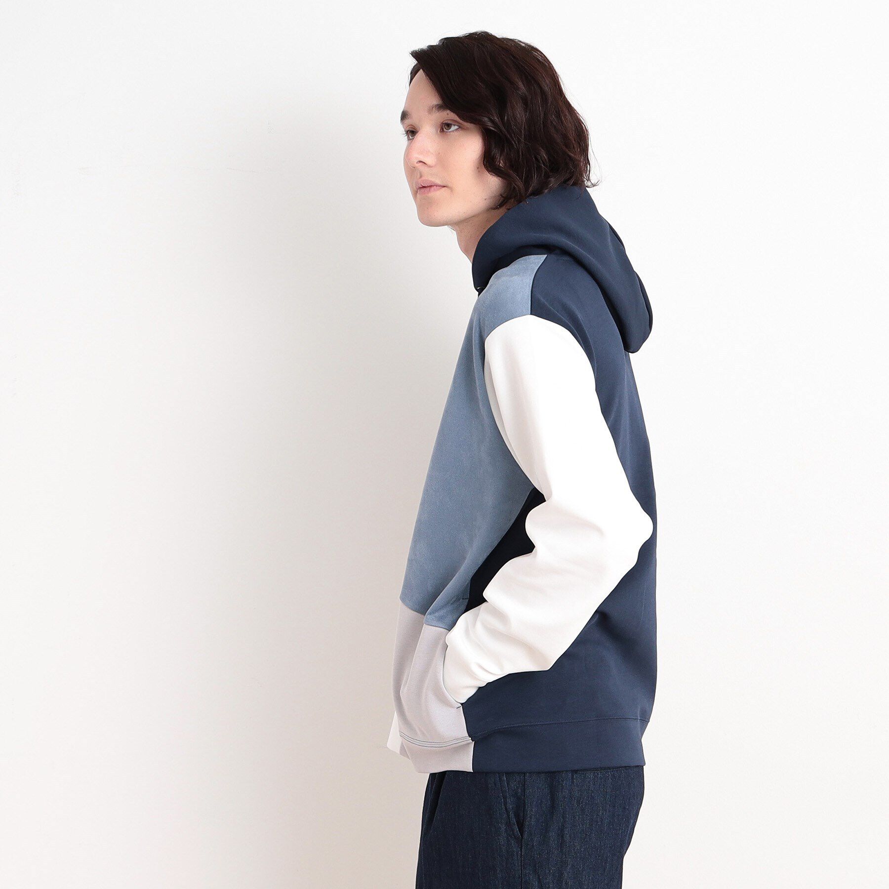 THE SHOP TK「異素材ブロッキングダンボールパーカ」|パーカー|