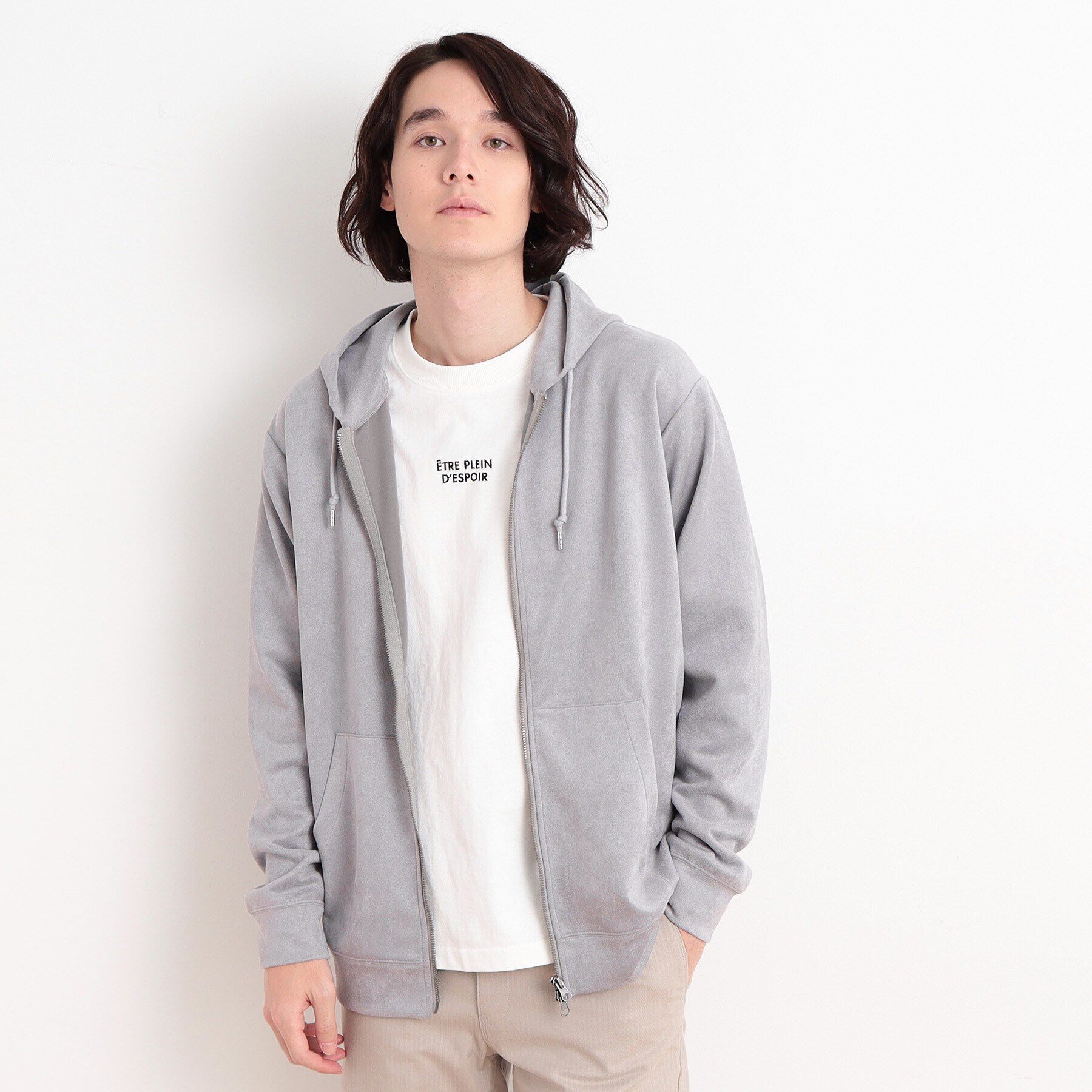 THE SHOP TK「スウェードタッチダンボールジップパーカ」|パーカー|ライトグレー(011