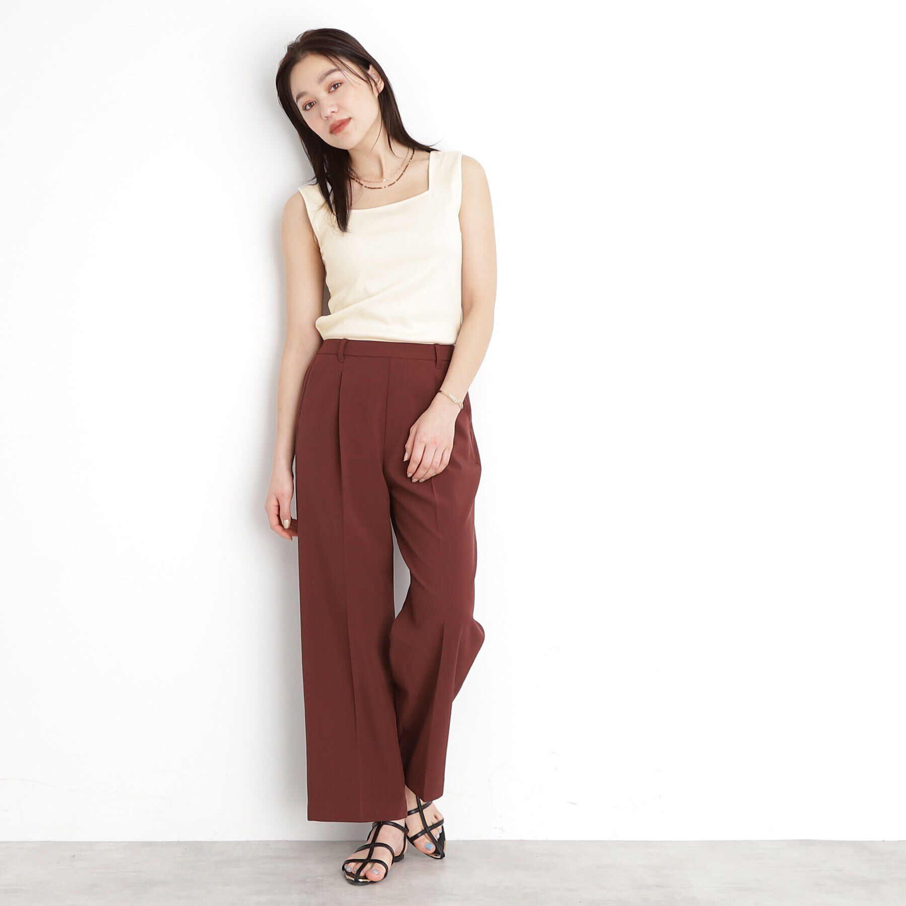 THE SHOP TK「【前後2WAY】スクエアリブタンク/洗える」|キャミソール|