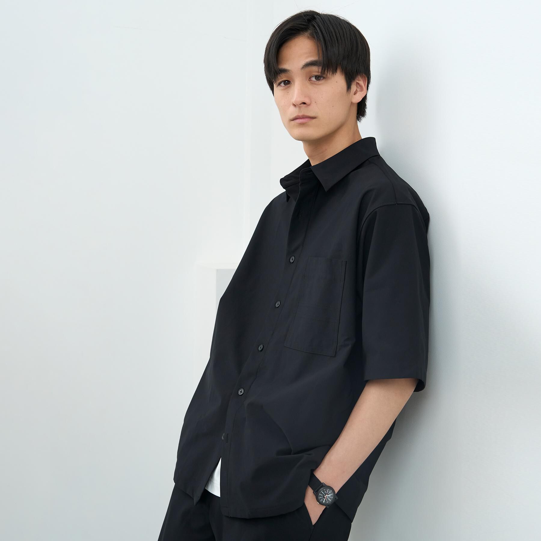 THE SHOP TK「パーフェクテックツイル5分袖シャツ【セットアップ可/吸水速乾/UVカット/アンチピリング】」|シャツ・ブラウス|