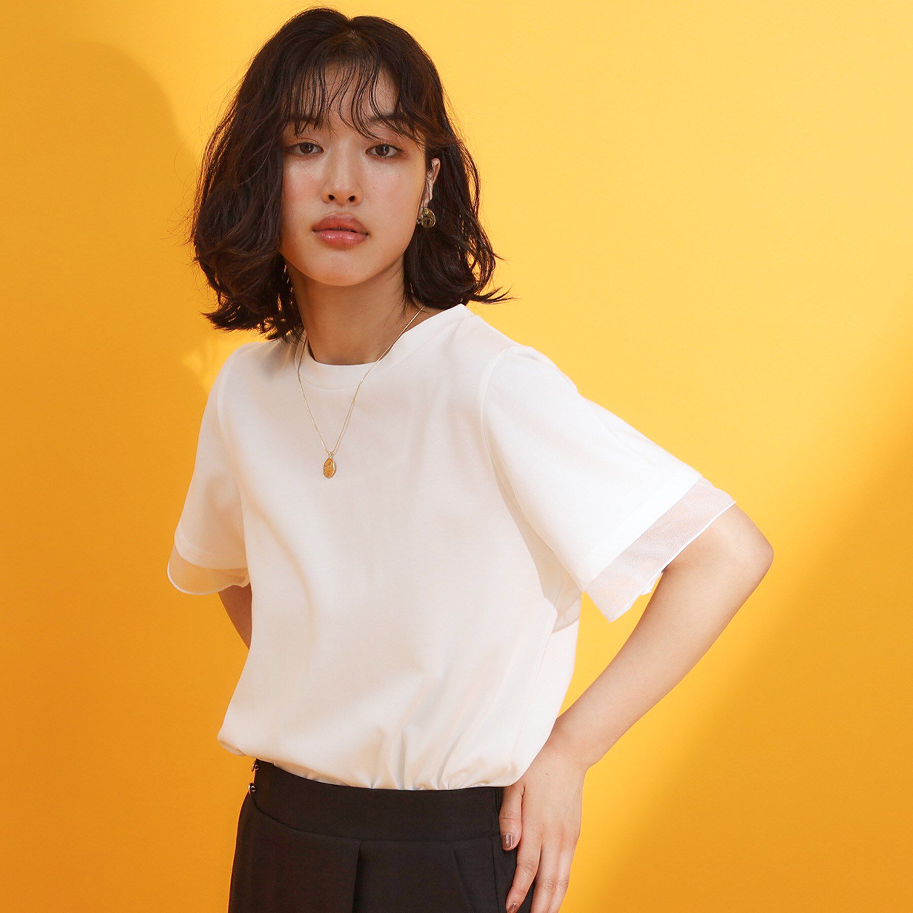 THE SHOP TK「【再入荷】袖シアーTシャツ【接触冷感/UV/洗濯機OK】」|Tシャツ・カットソー|