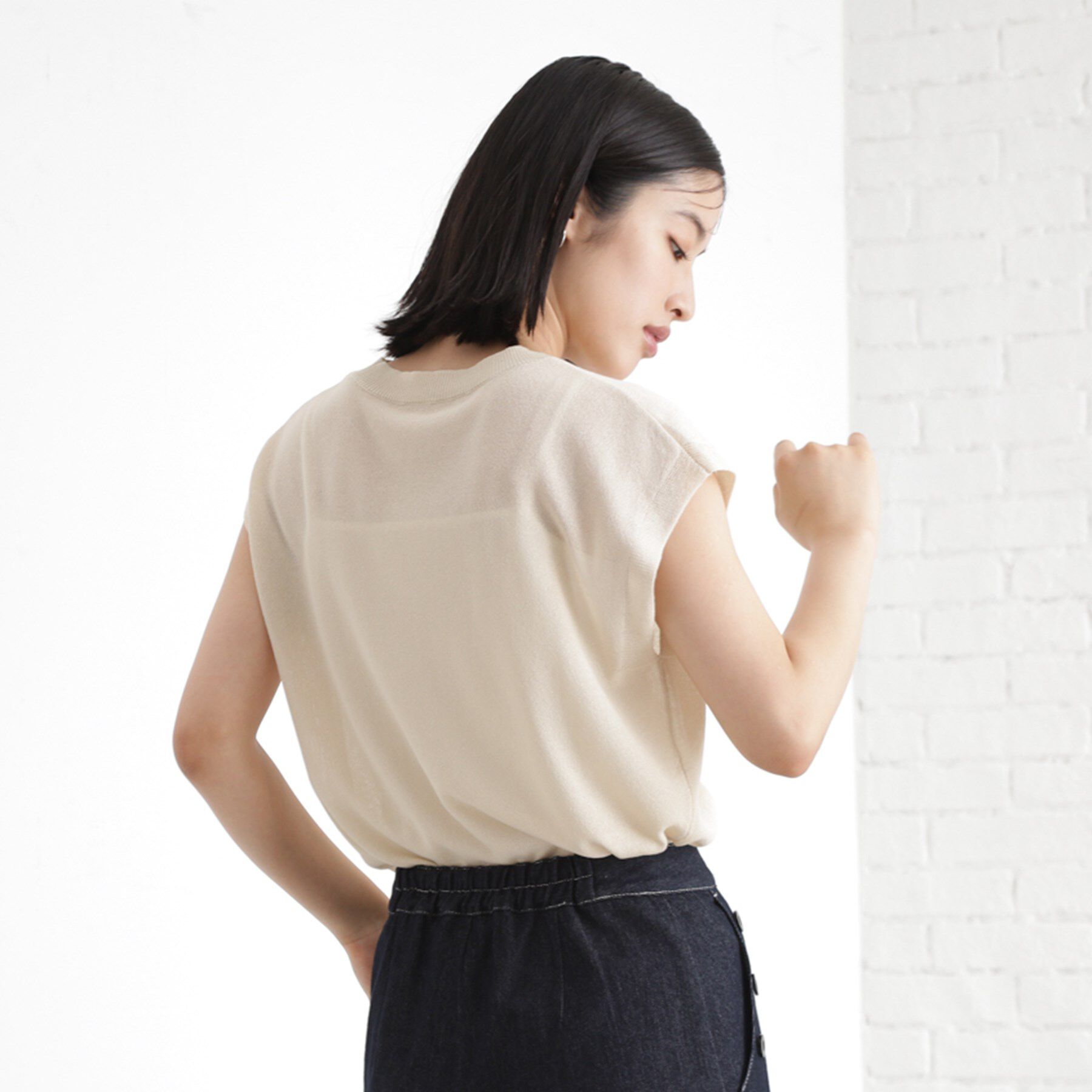 THE SHOP TK「ラメシアーフレンチ袖トップス【セットUP可/洗濯機OK】」|ニット・セーター|