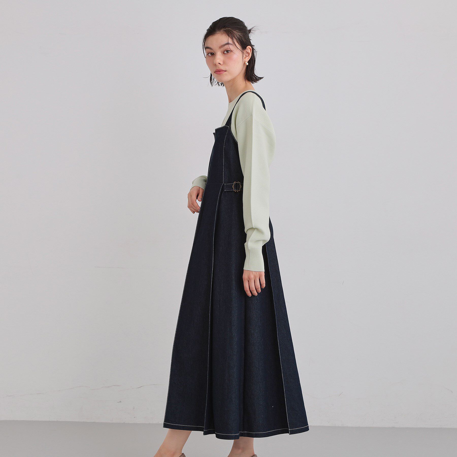 THE SHOP TK「デニムステッチジャンスカ」|ワンピース|