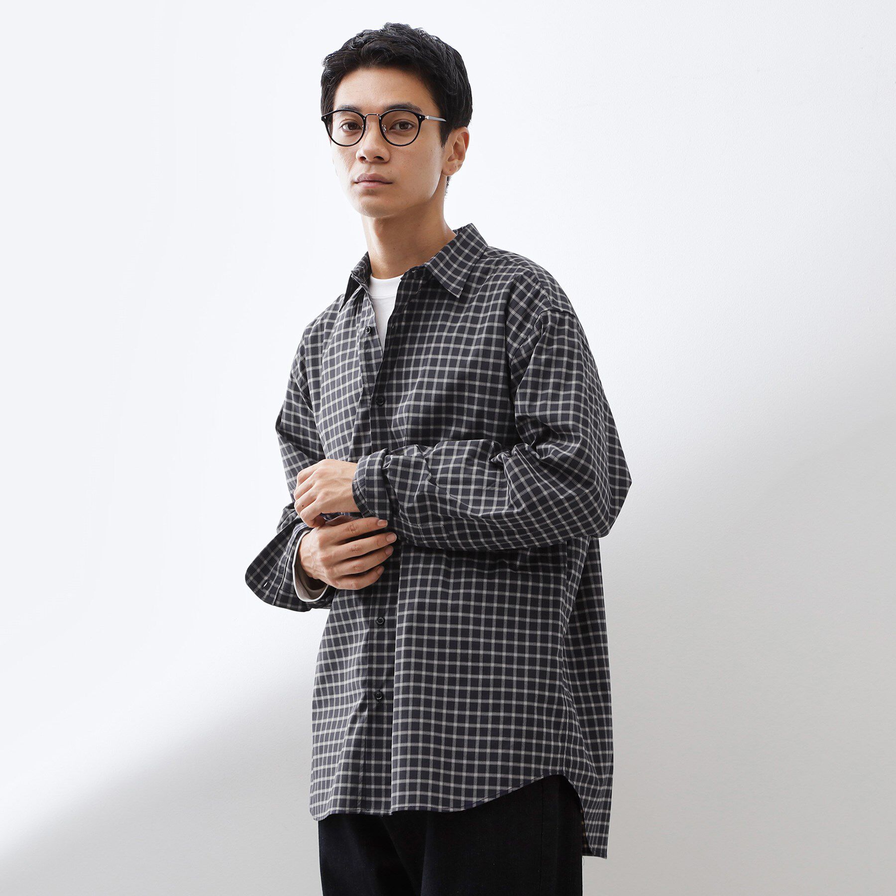 THE SHOP TK「チェック＆ストライプ アソート長袖シャツ【洗濯機OK】」|シャツ・ブラウス|ネイビー(294)