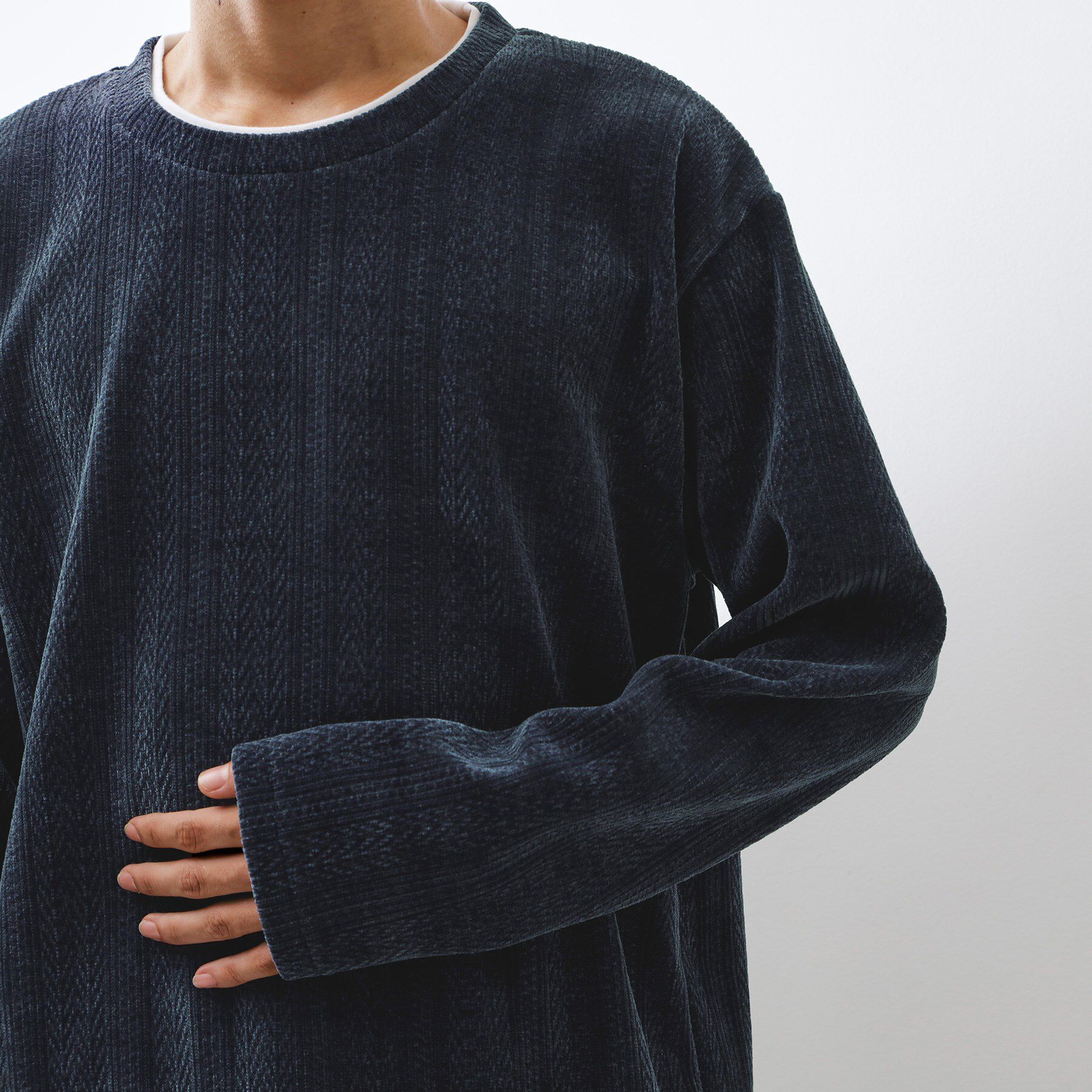 THE SHOP TK「【心地良い、滑らかさ】レイヤード風ケーブル ニットソー 【洗濯機OK】」|Tシャツ・カットソー|